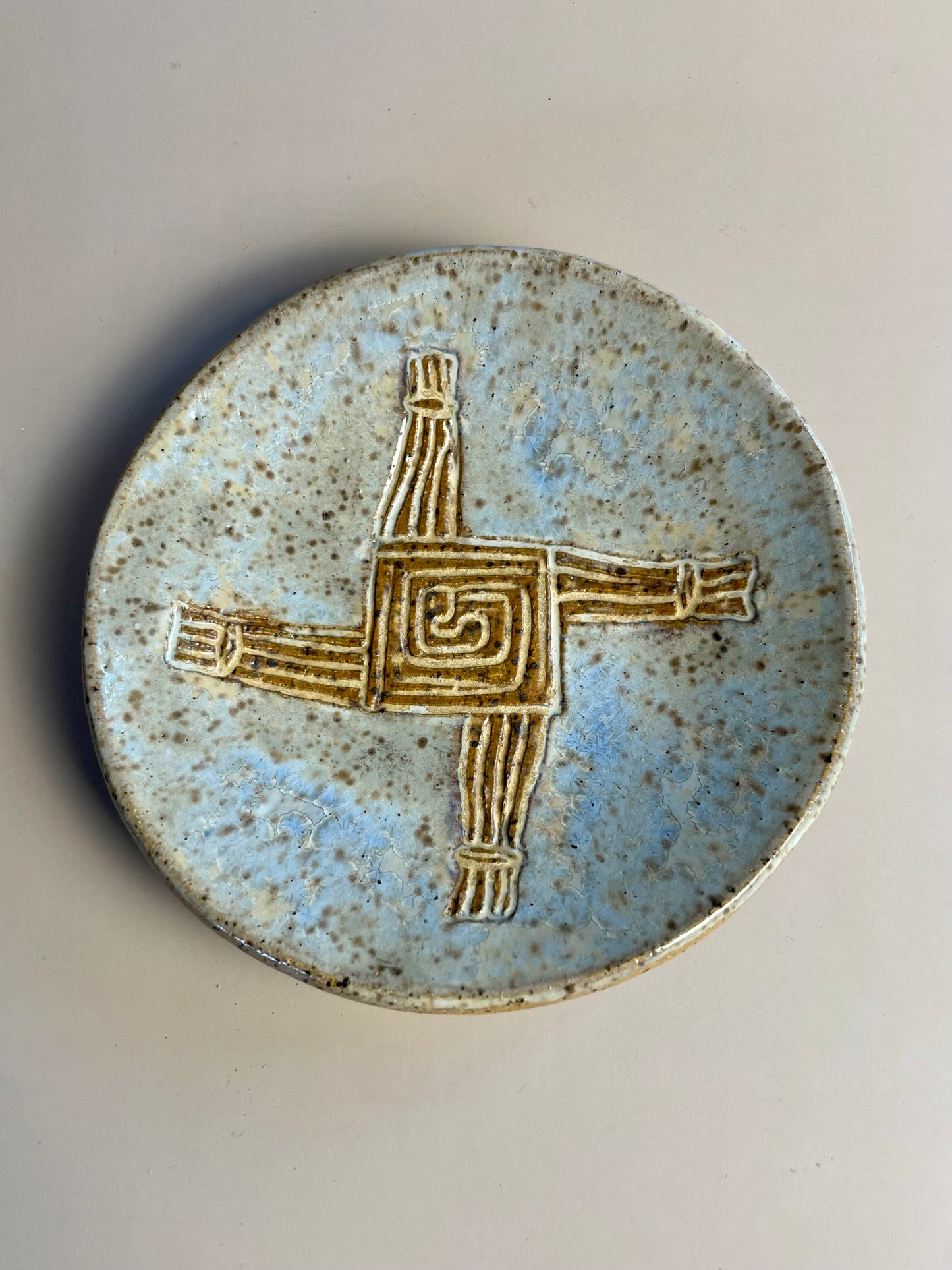 Hand carved Brigids Cross dish