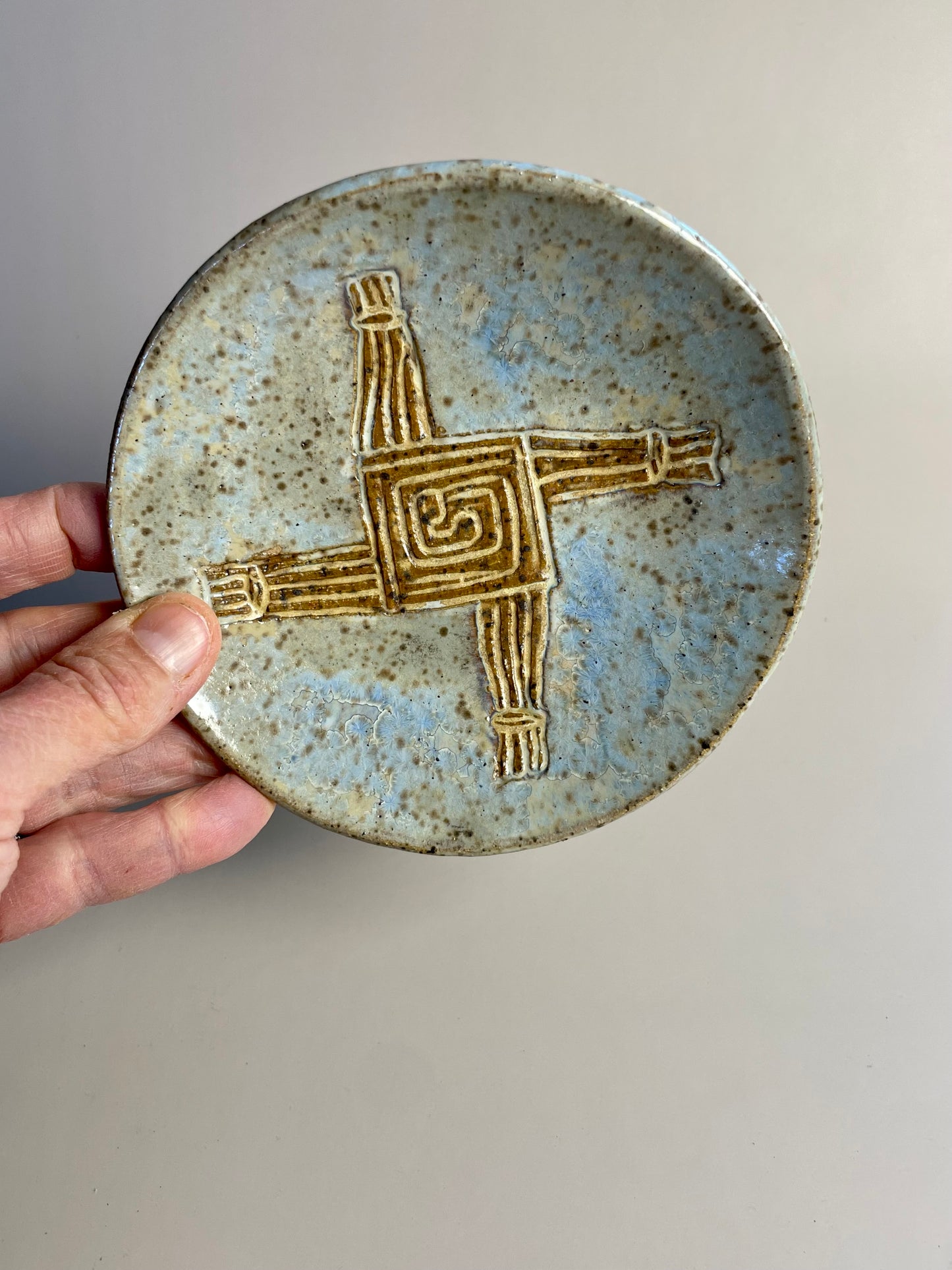 Hand carved Brigids Cross dish