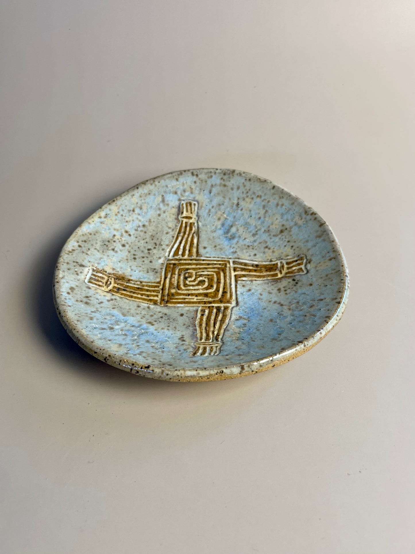 Hand carved Brigids Cross dish