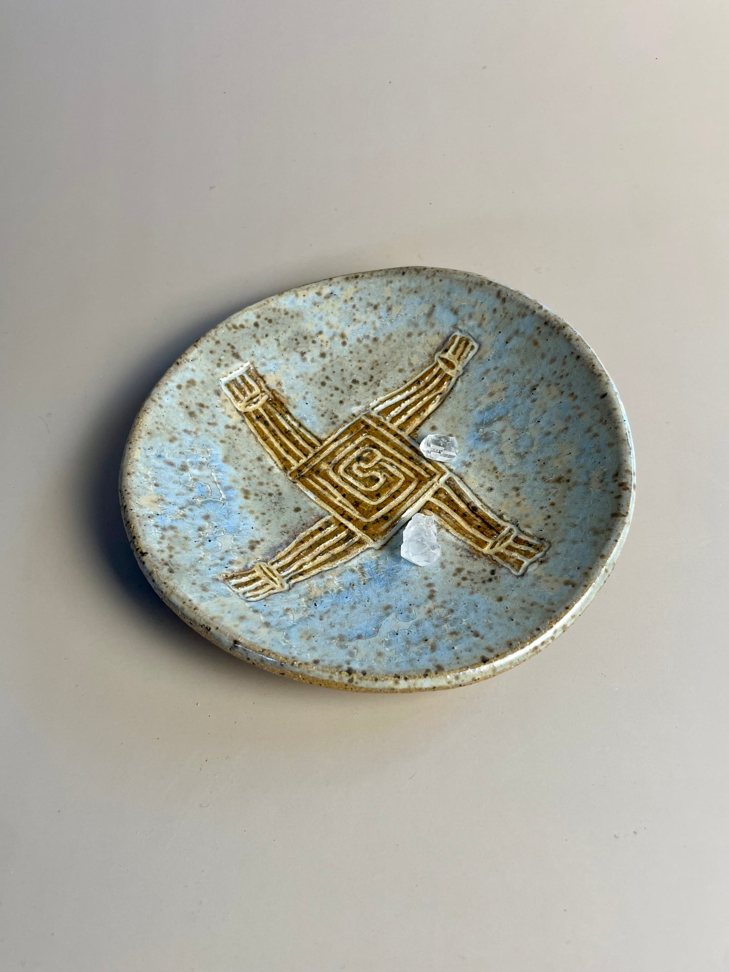 Hand carved Brigids Cross dish