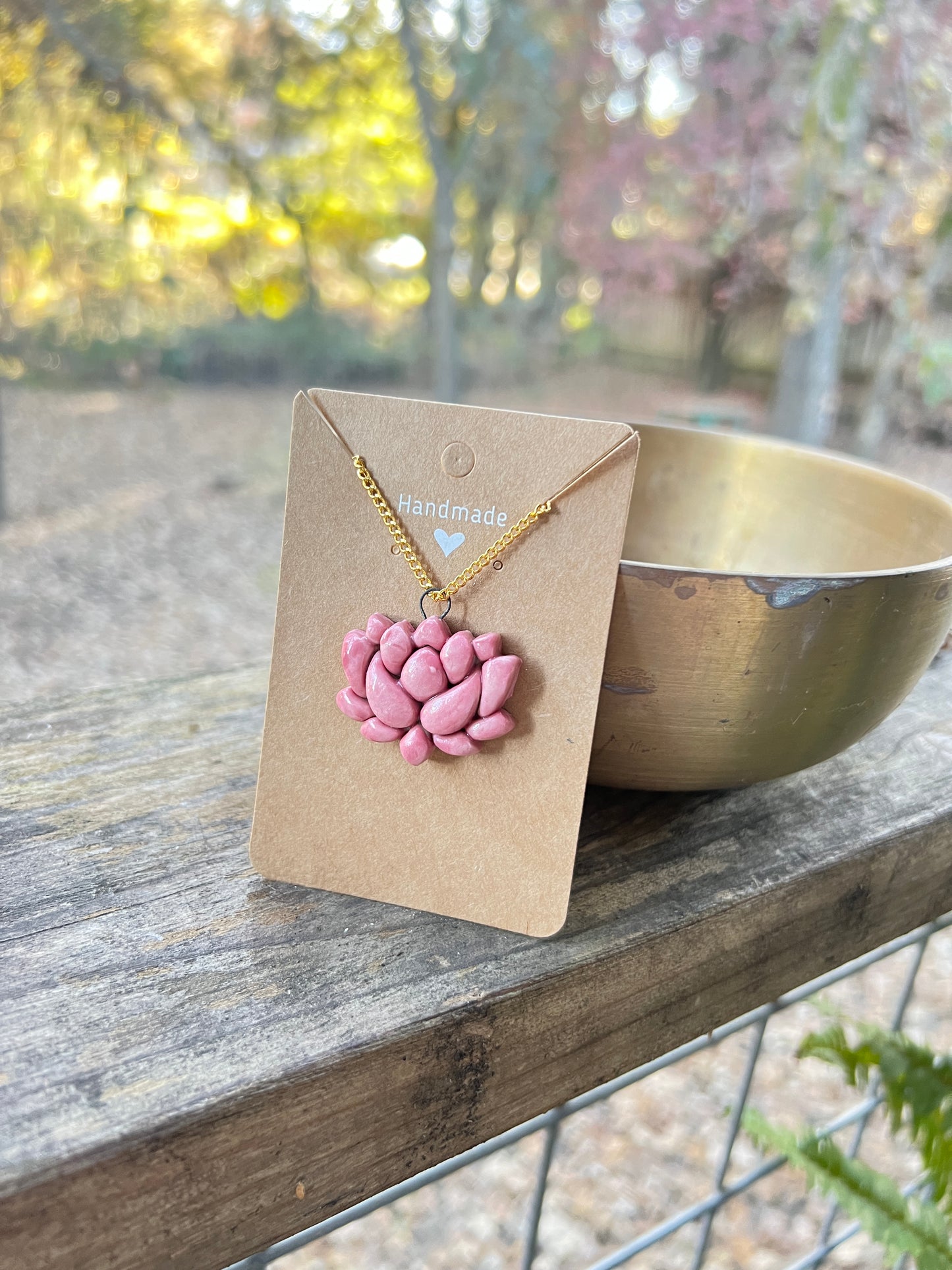 Lotus Flower Handmade Jewelry Necklace in Pink