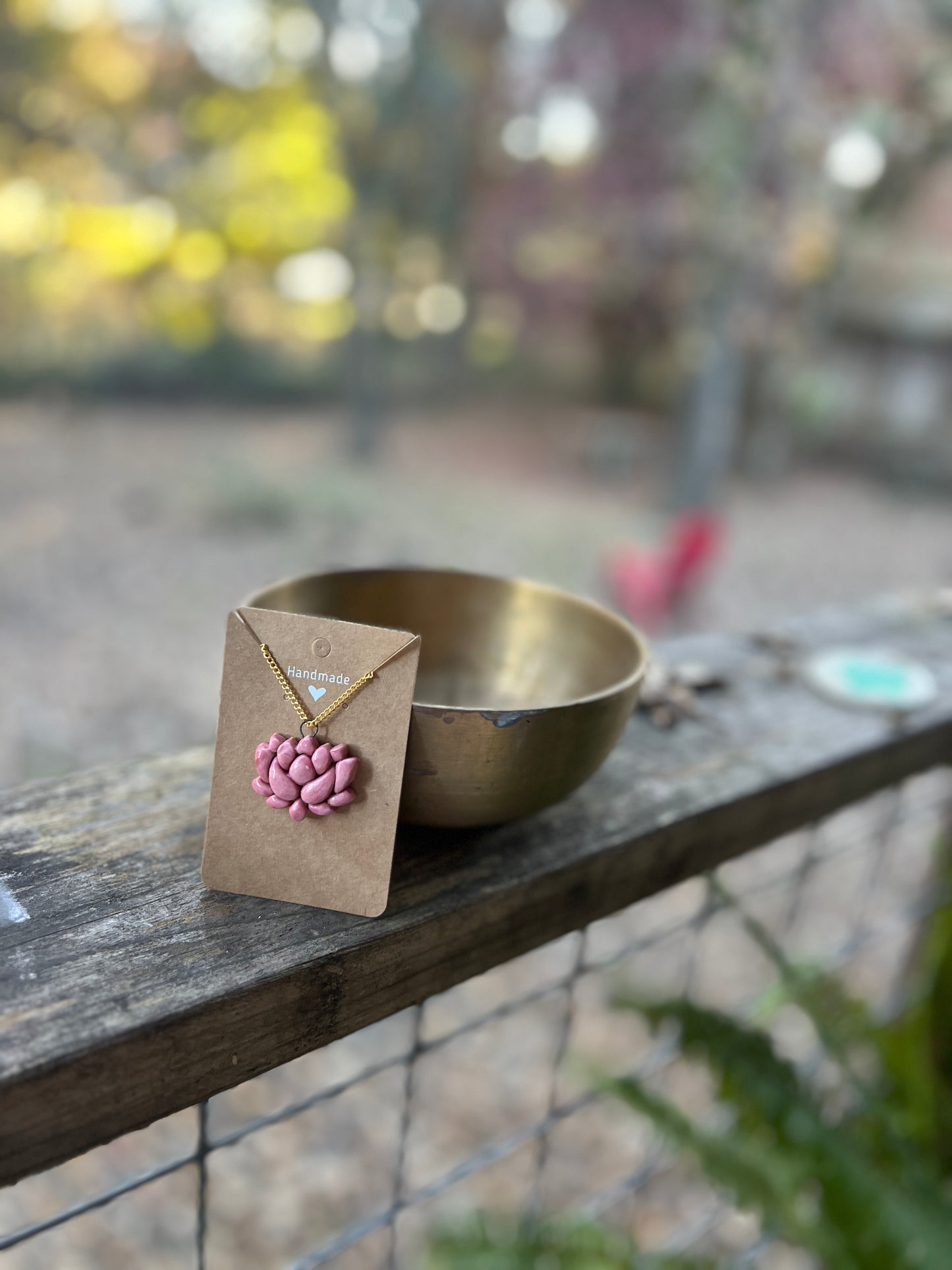 Lotus Flower Handmade Jewelry Necklace in Pink