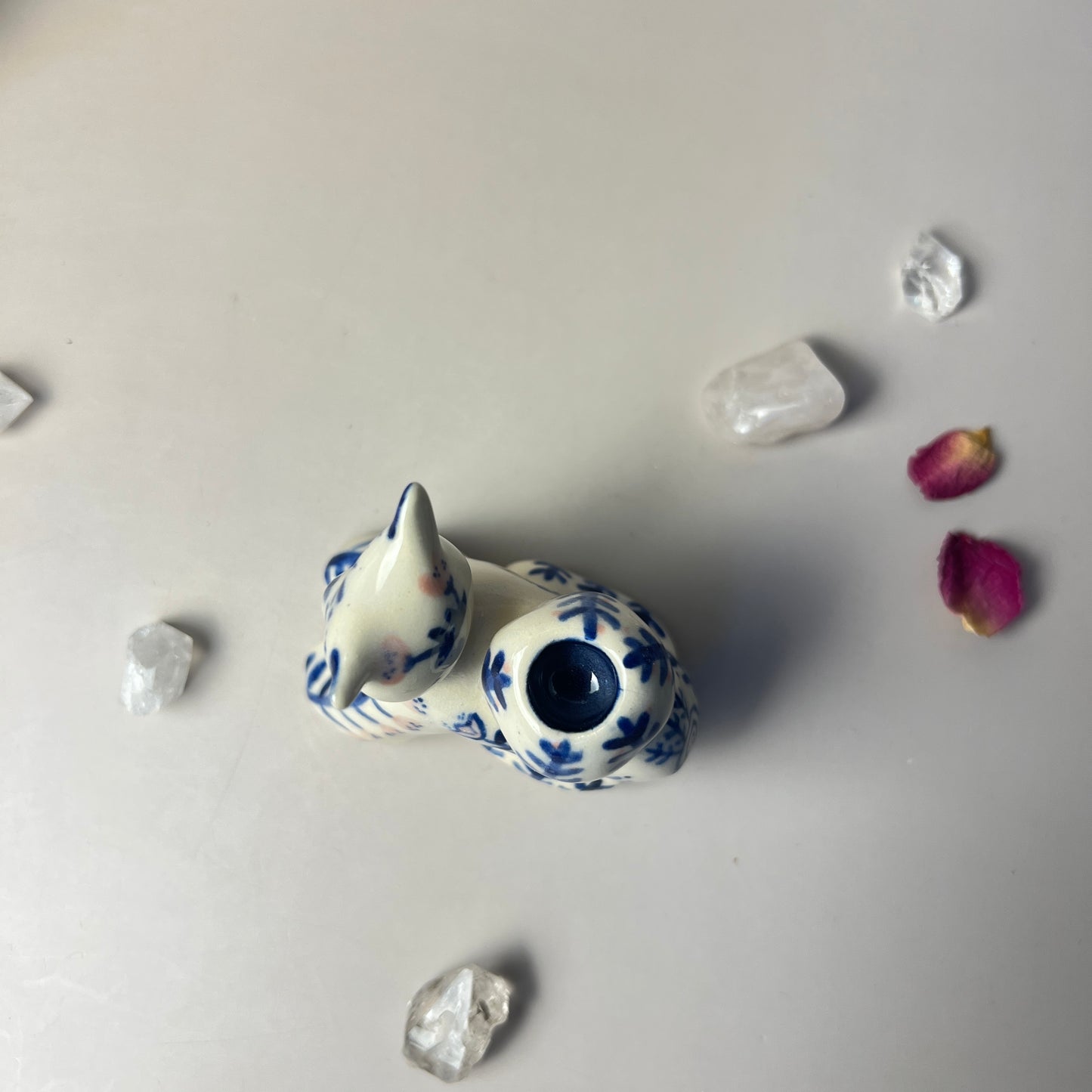 Moon Cat Godess Decorated Ceramic Candlestick Holder