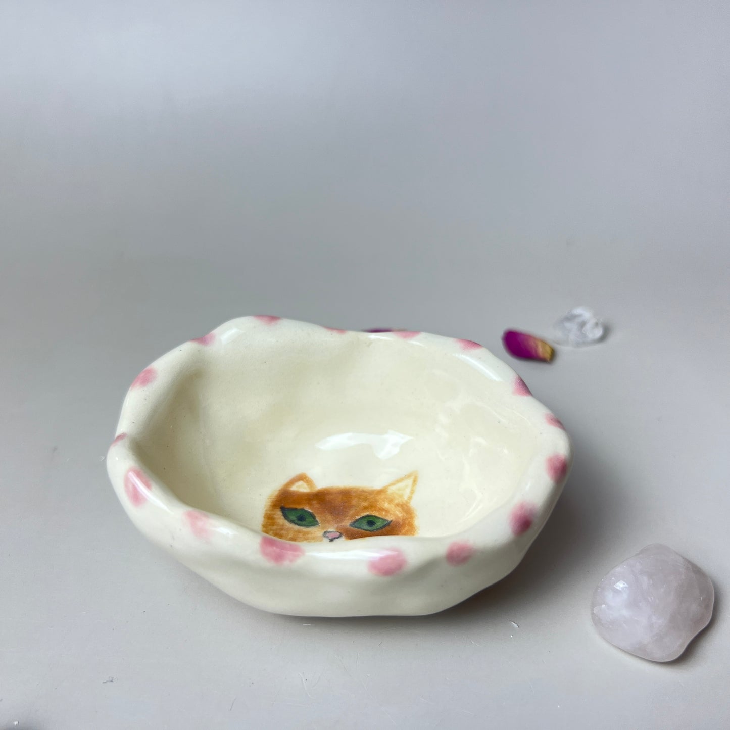 Pink Valentine's Day Cat Tiny Bowl