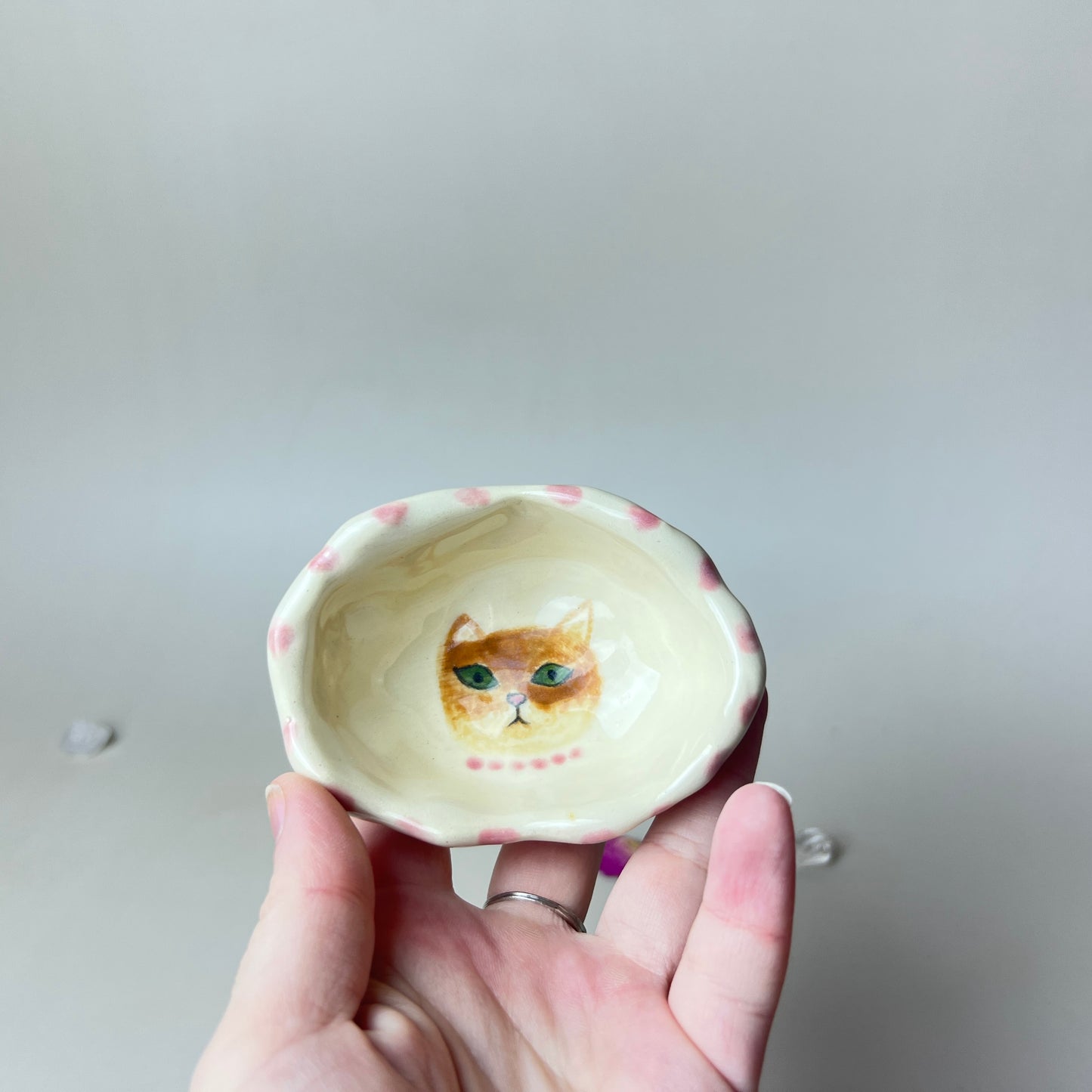 Pink Valentine's Day Cat Tiny Bowl