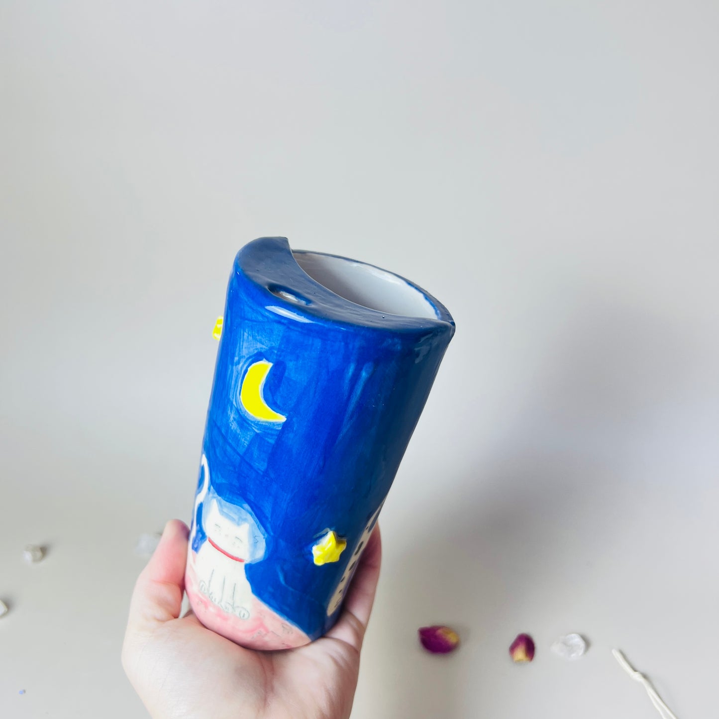 Handmade Ceramic To-Go Cosmic Astronaut Cat And Dog Dalmatian Travel Mug