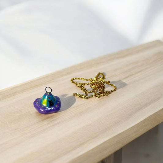 Space Cats in Love Handmade Ceramic Spirit Animal Pendant Necklace