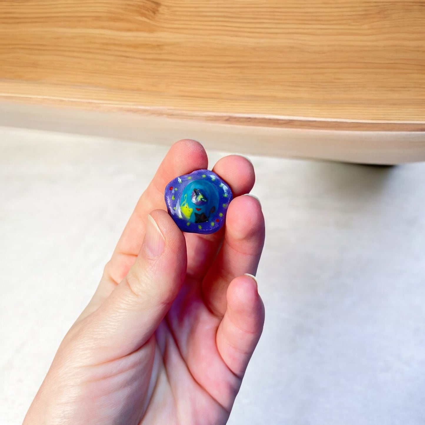 Space Cats in Love Handmade Ceramic Spirit Animal Pendant Necklace