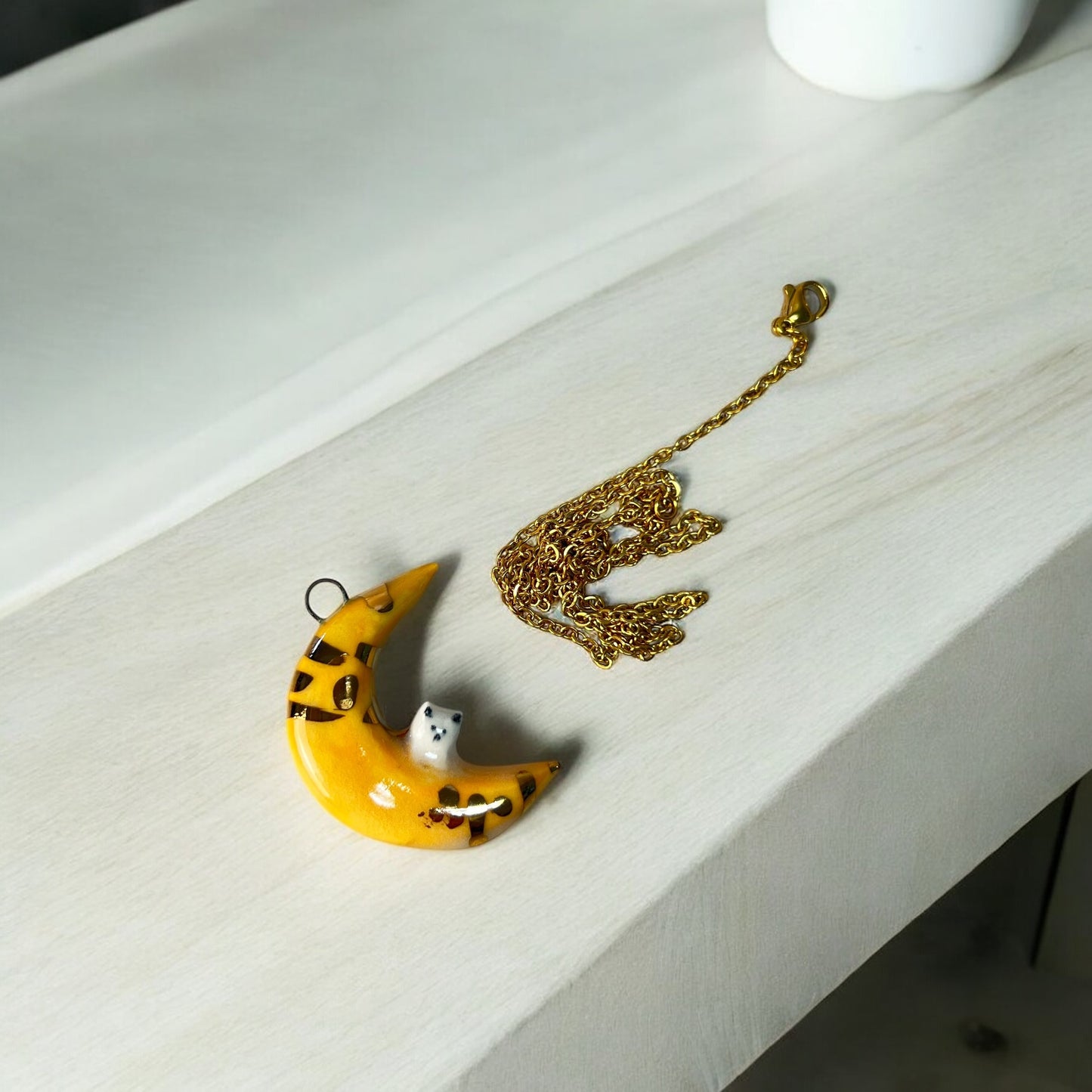 Cat on the Moon Spirit Animal Pendant