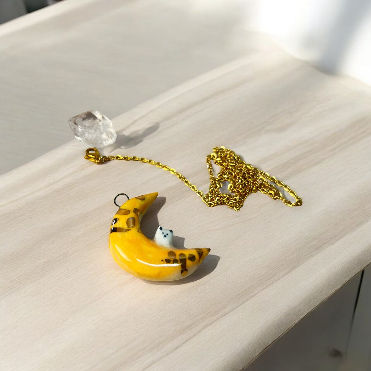 Cat on the Moon Spirit Animal Pendant