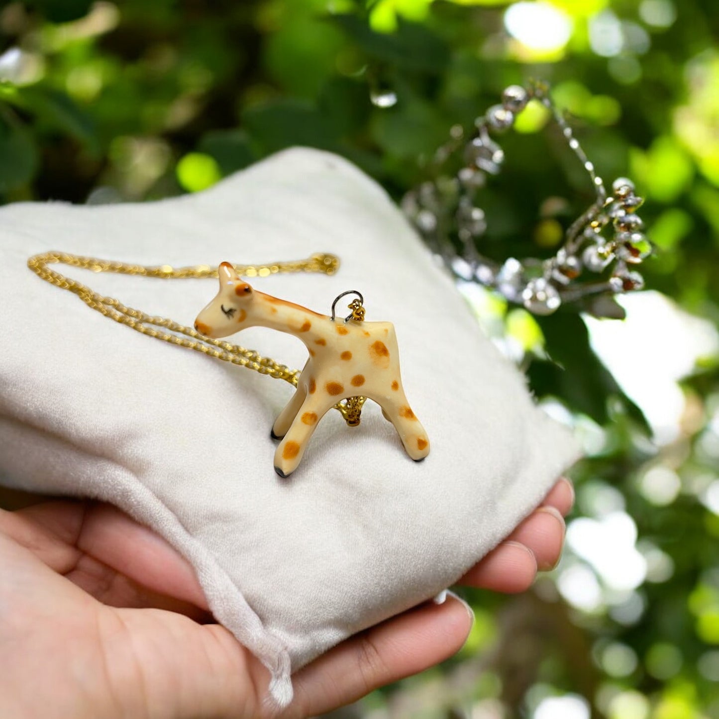Tiny Giraffe Spirit Animal Handmade Necklace Charm
