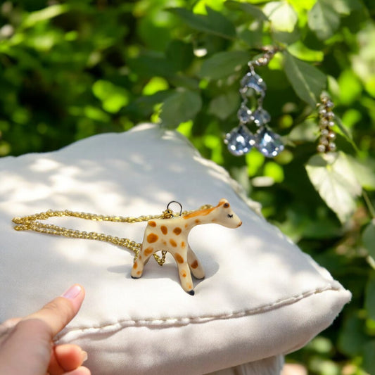 Tiny Giraffe Spirit Animal Handmade Necklace Charm