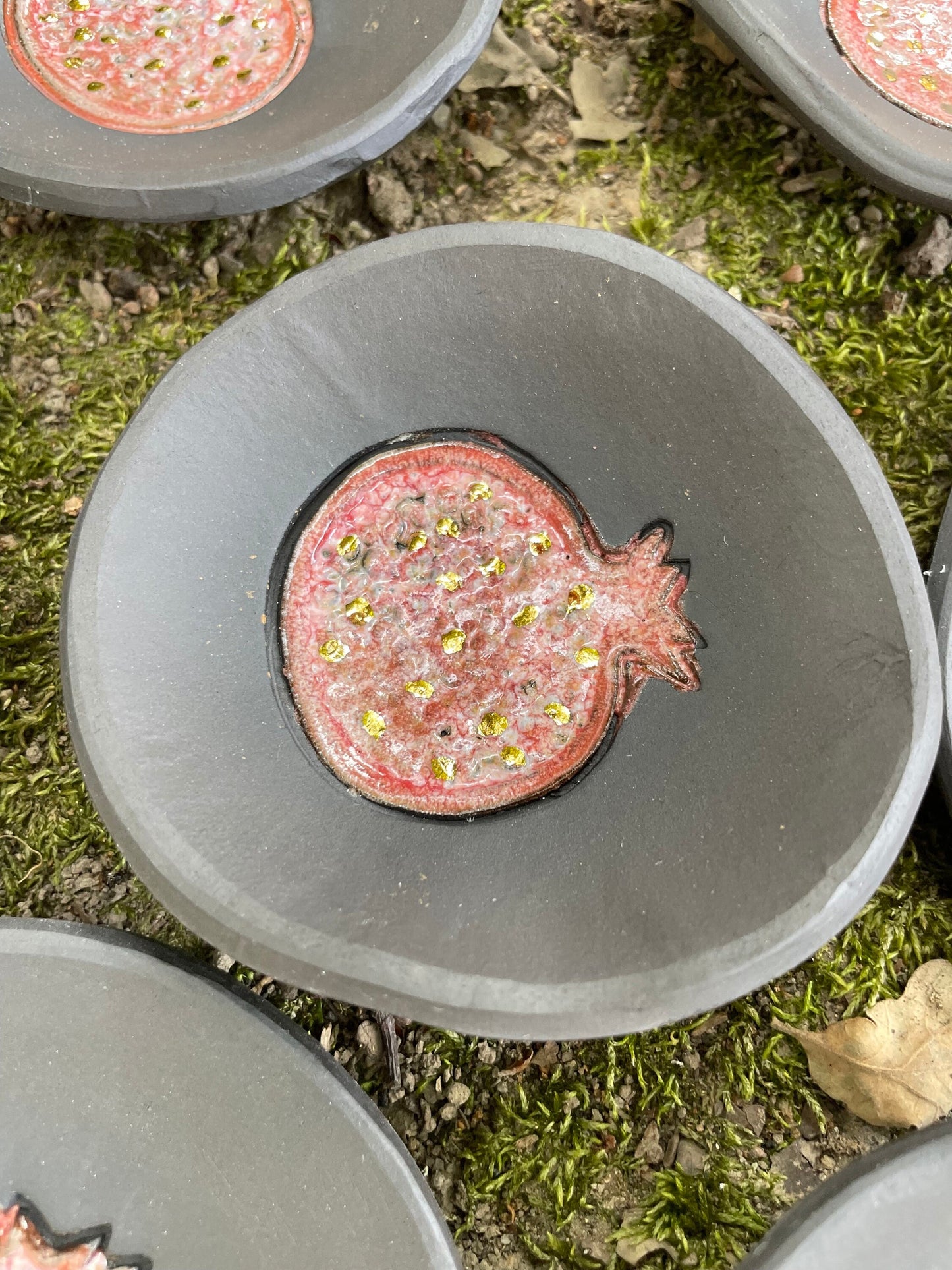 Handmade ceramic pomegranate ring dish