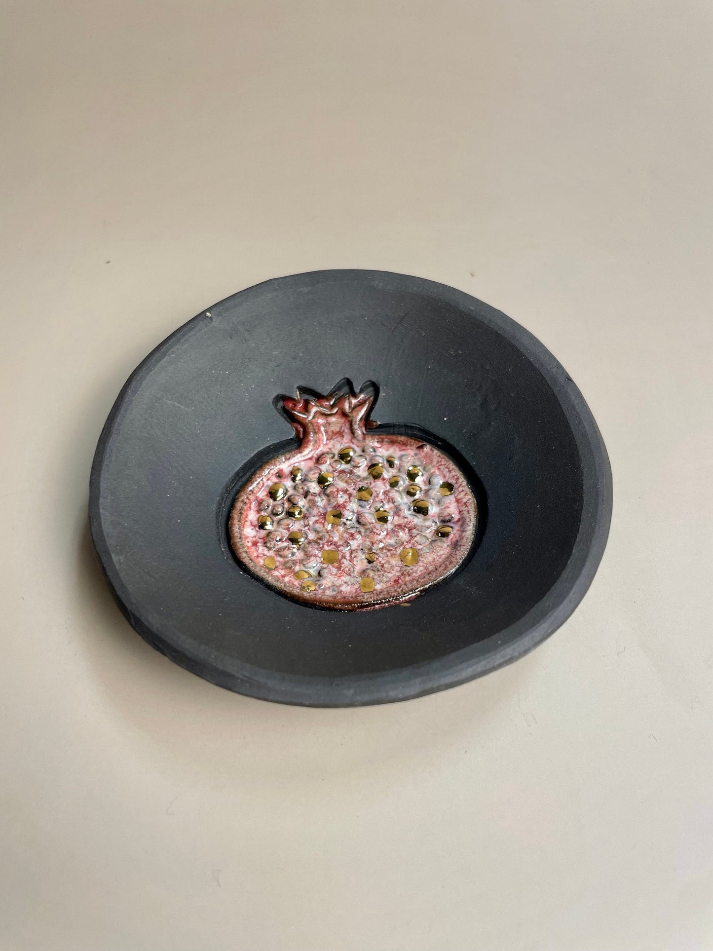 Handmade ceramic pomegranate ring dish