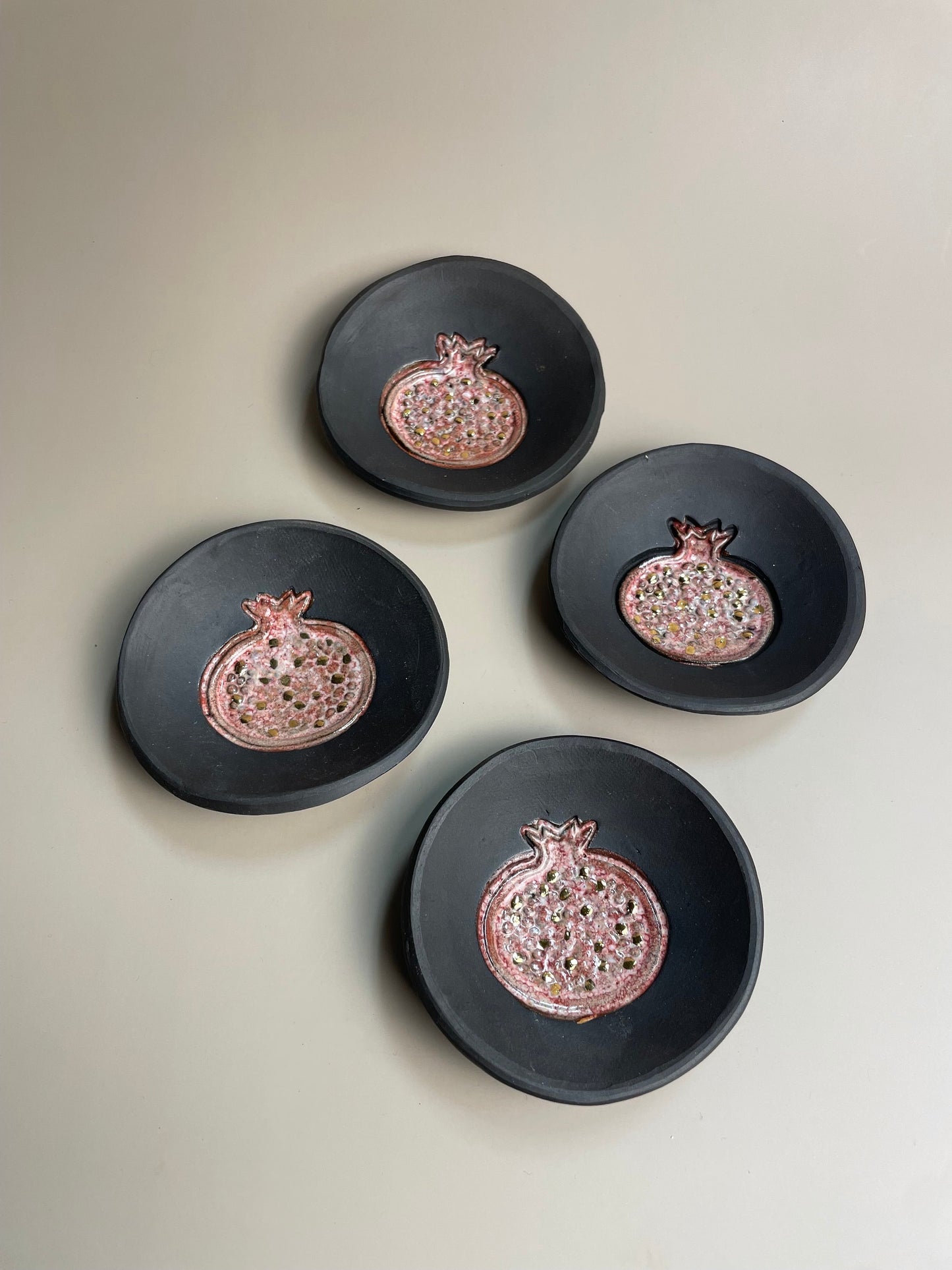 Handmade ceramic pomegranate ring dish