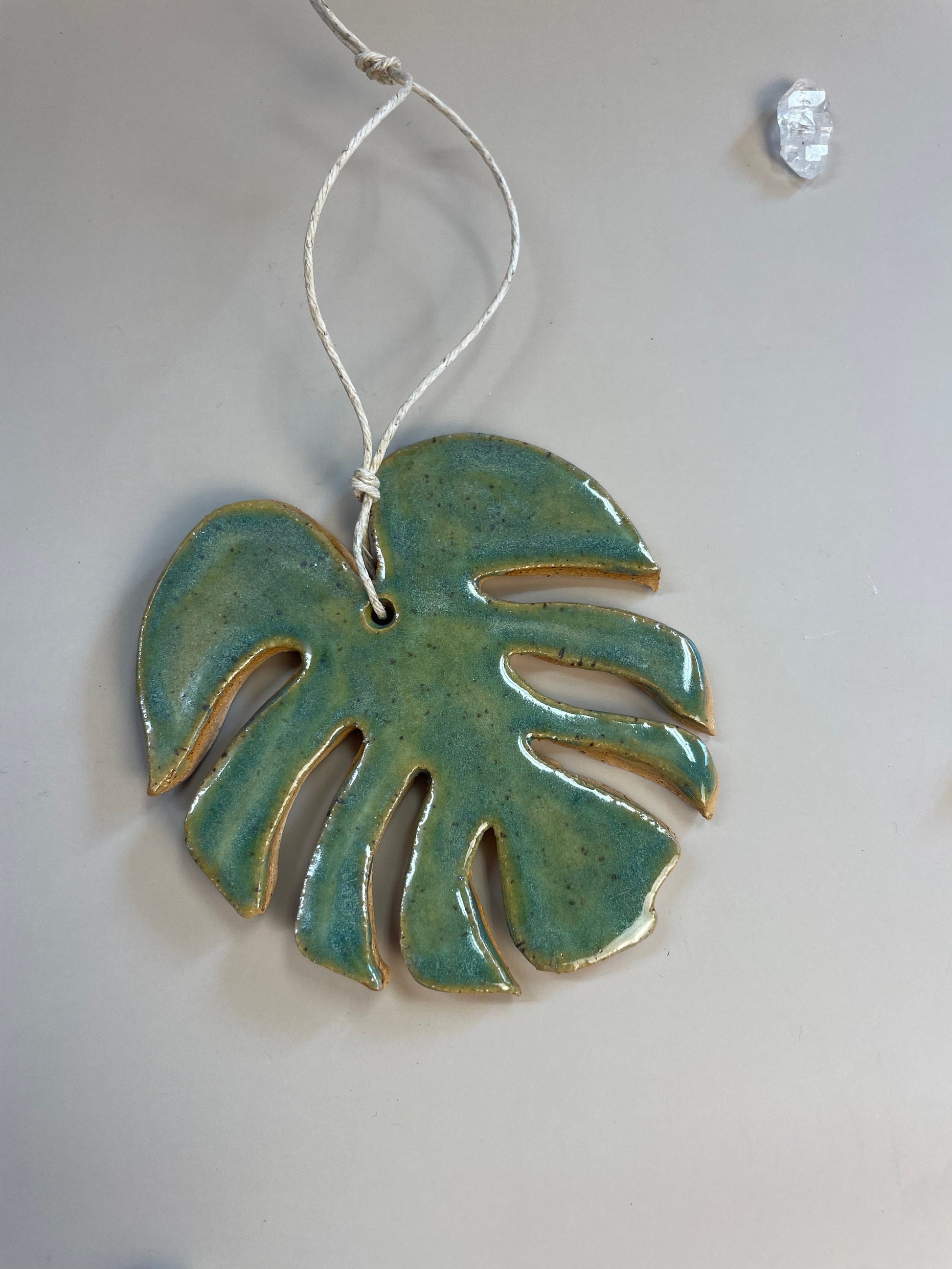 Monstera handmade ceramic ornament