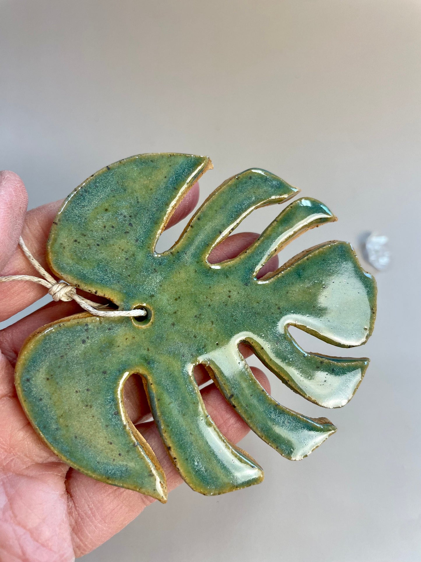 Monstera handmade ceramic ornament