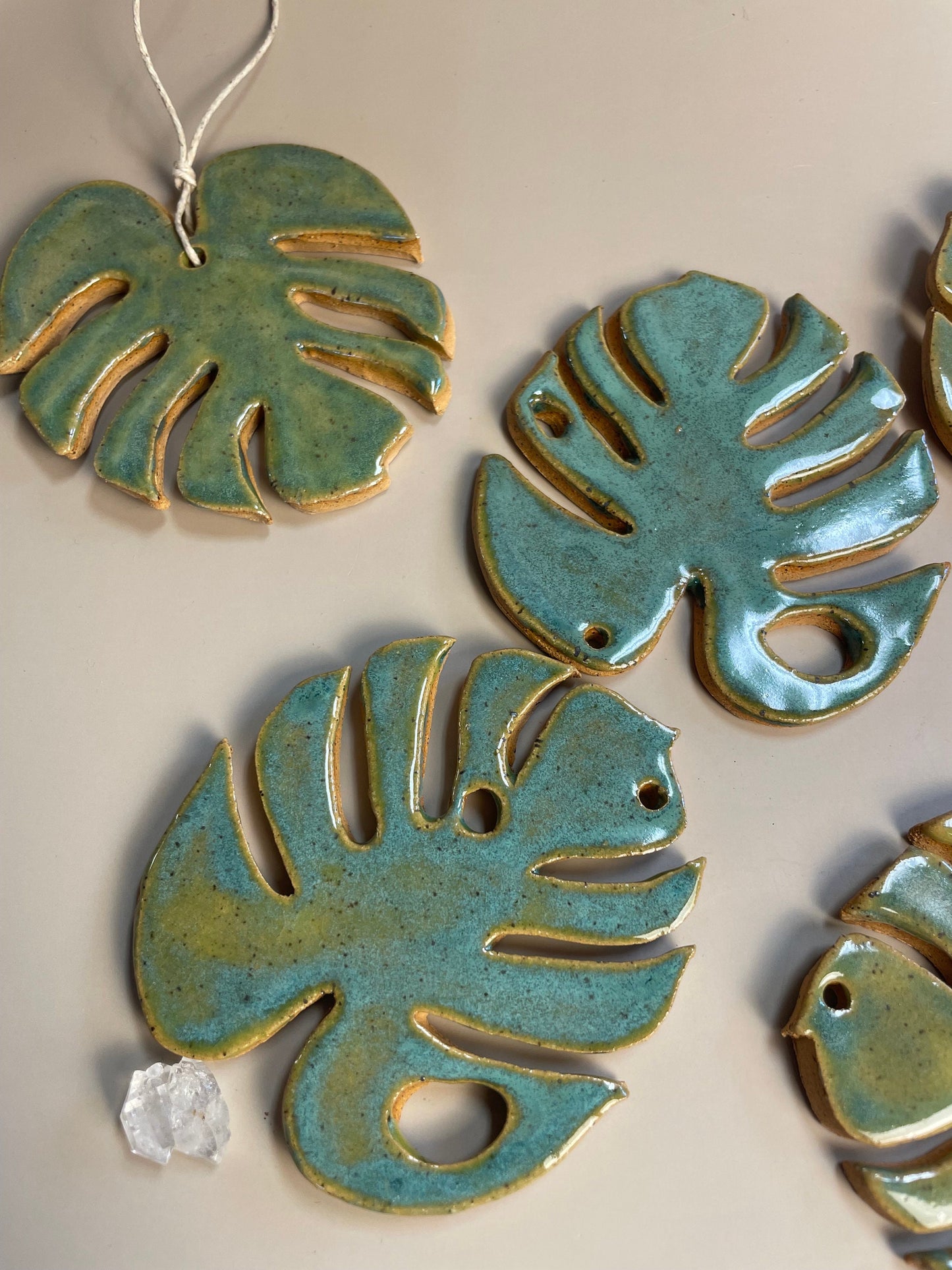 Monstera handmade ceramic ornament