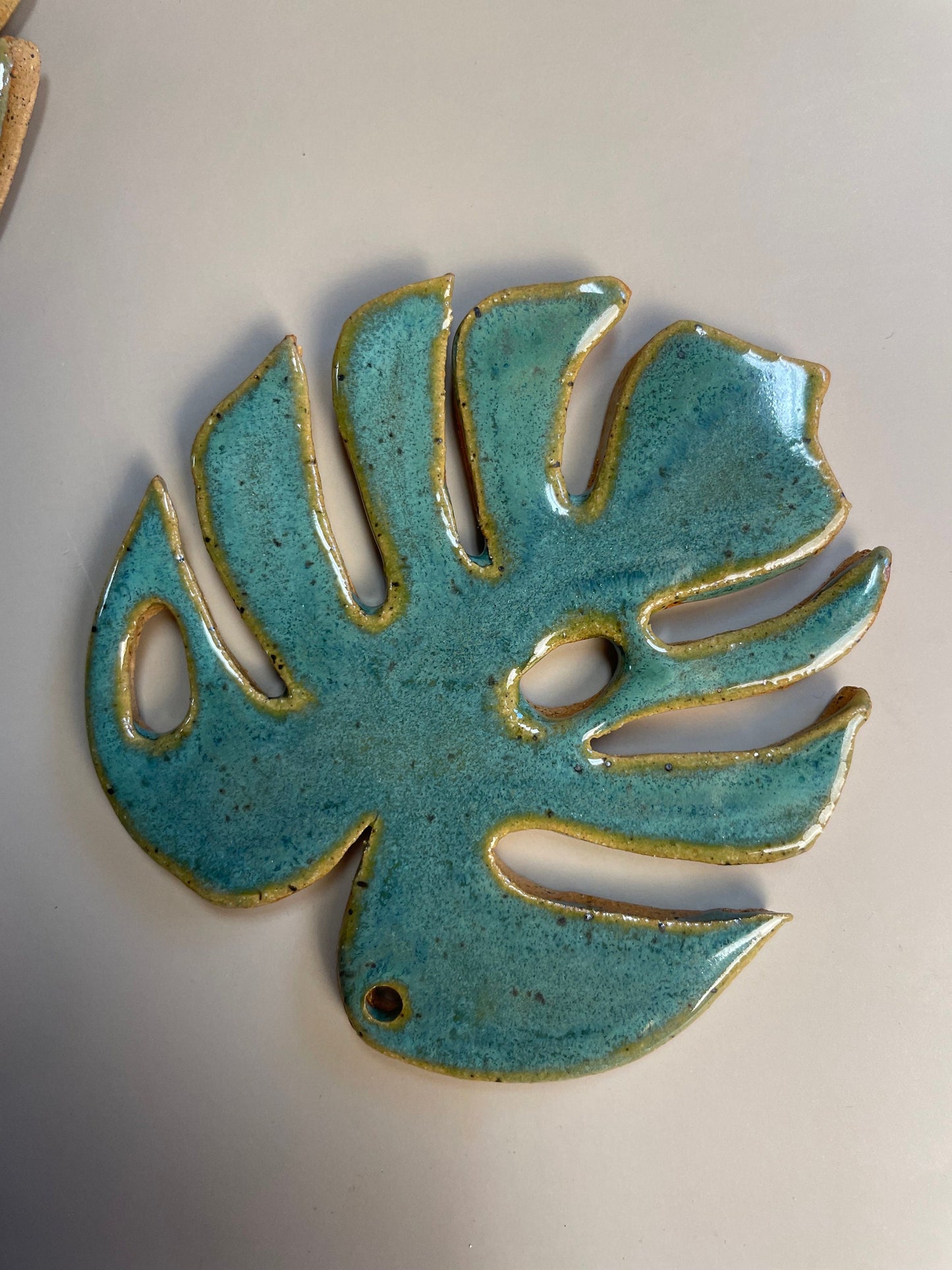 Monstera handmade ceramic ornament