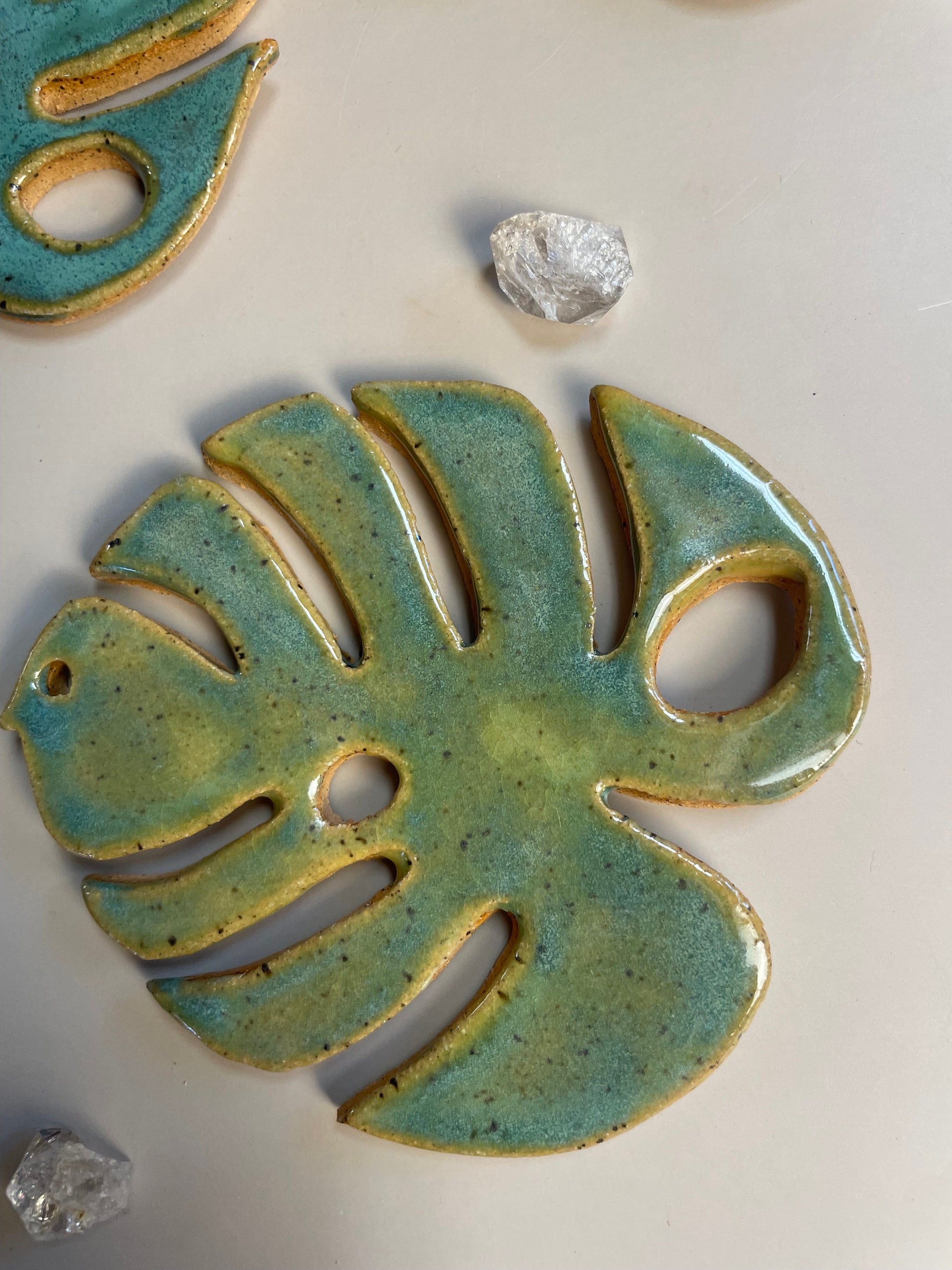 Monstera handmade ceramic ornament