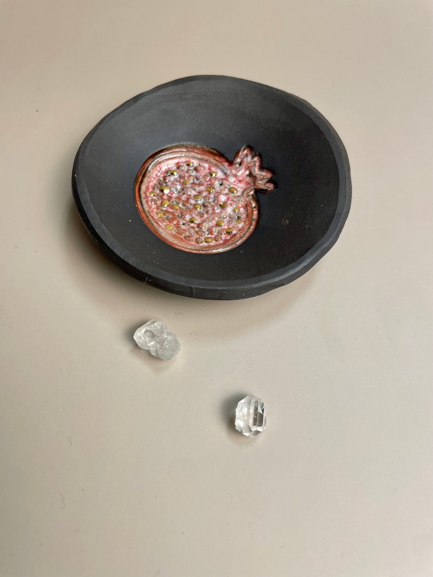 Handmade ceramic pomegranate ring dish