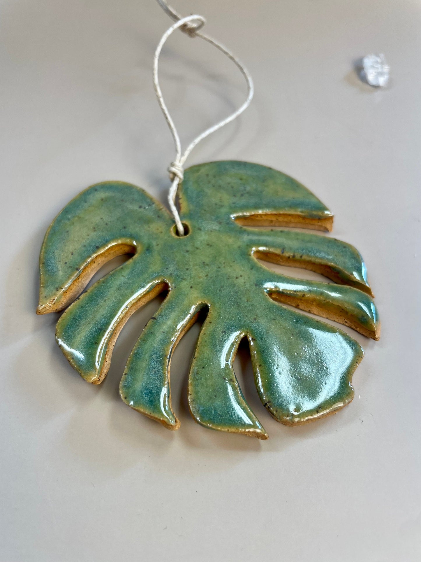 Monstera handmade ceramic ornament