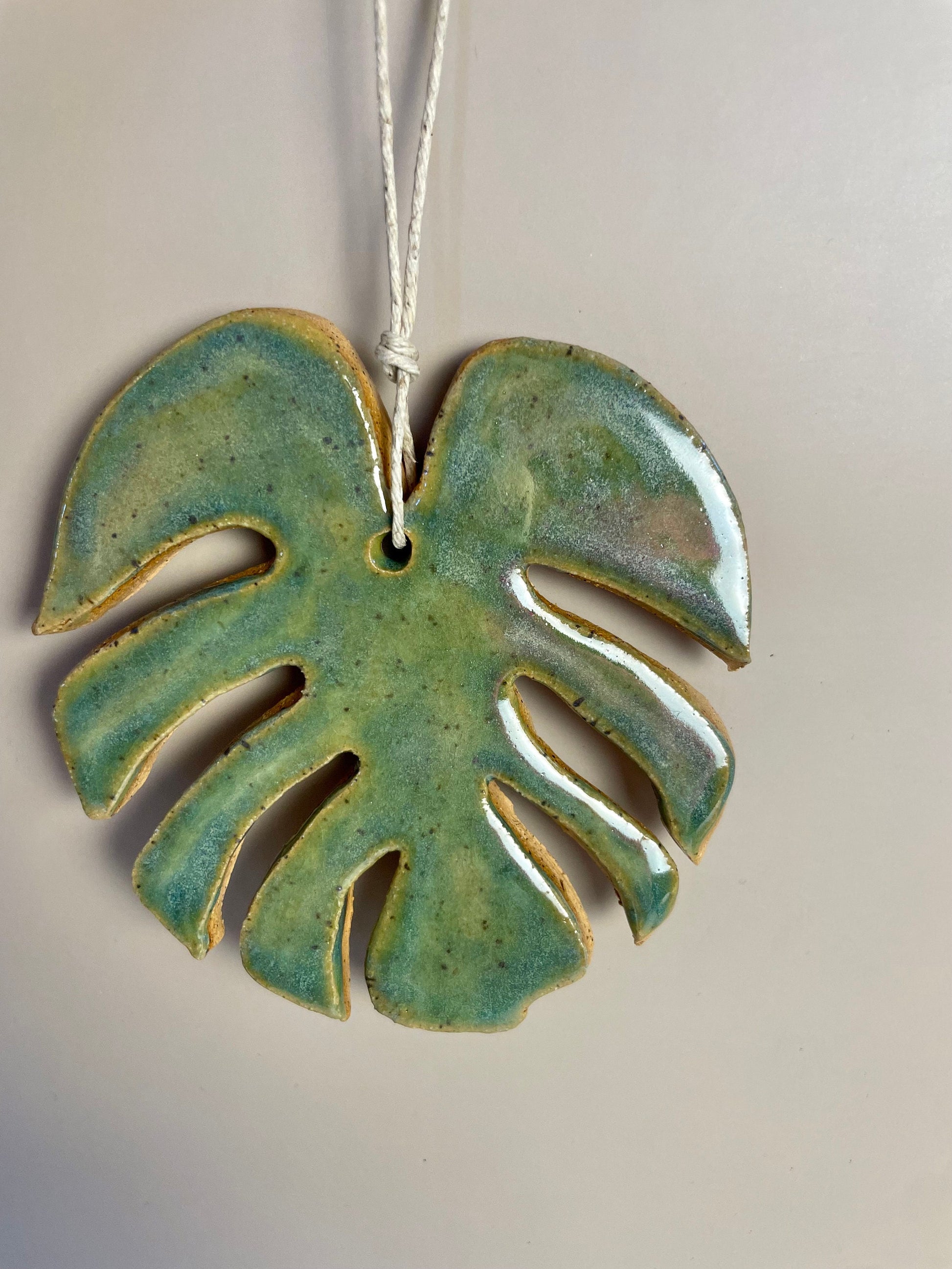 Monstera handmade ceramic ornament