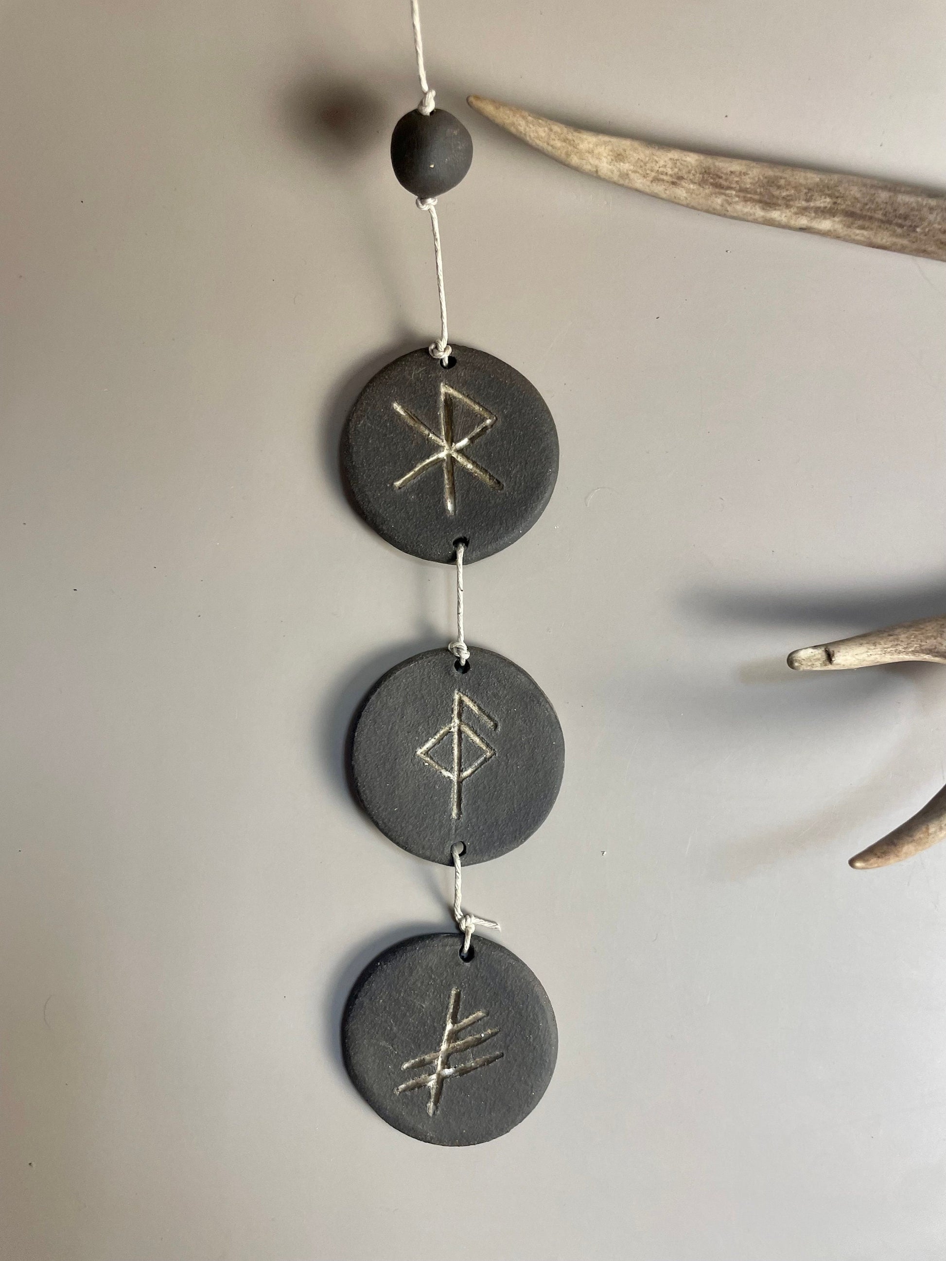 LUCK in LOVE and HEALTH ceramic rune talisman