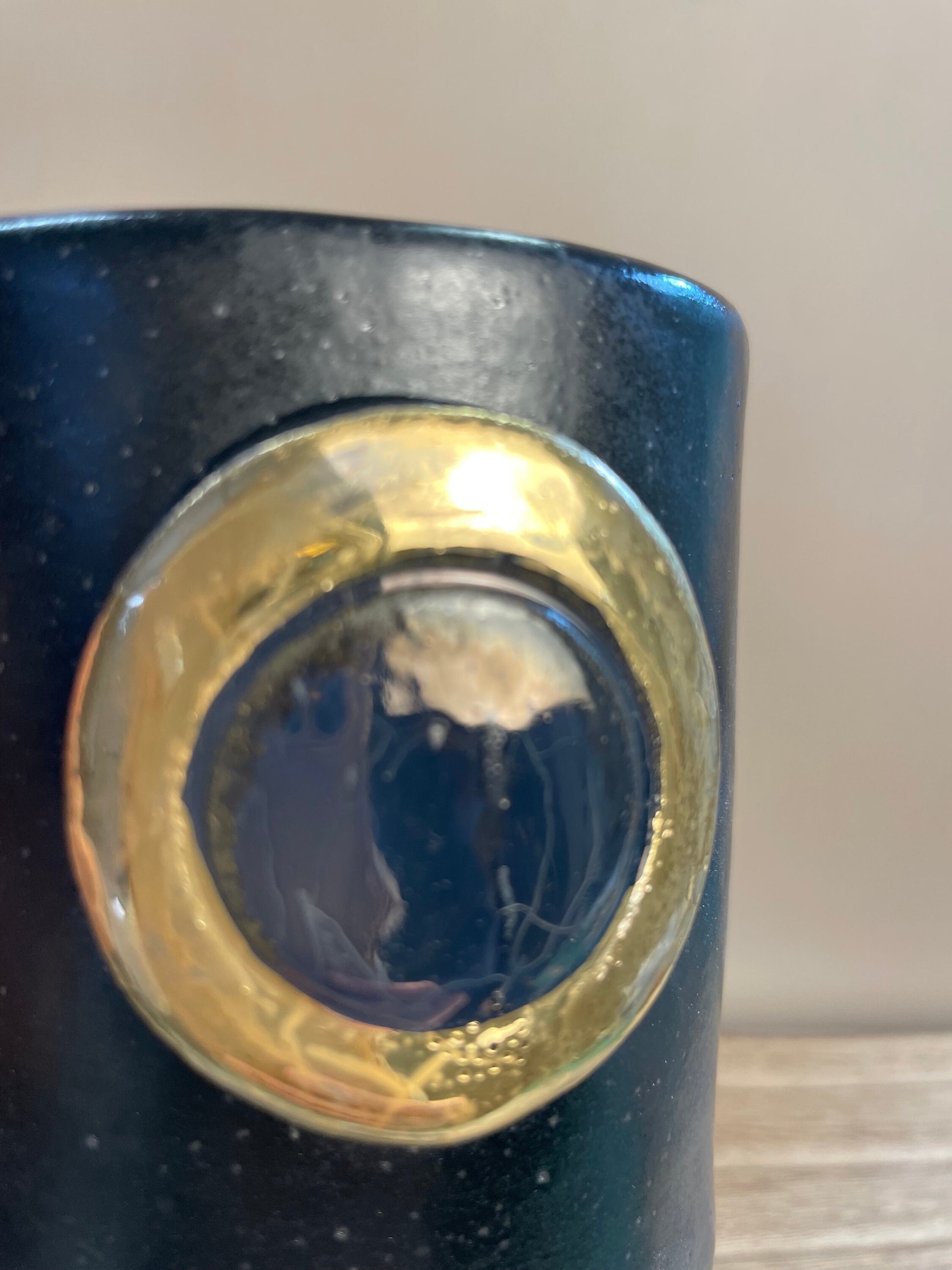 Solar Eclipse and Devils Comet black ceramic handmade mug