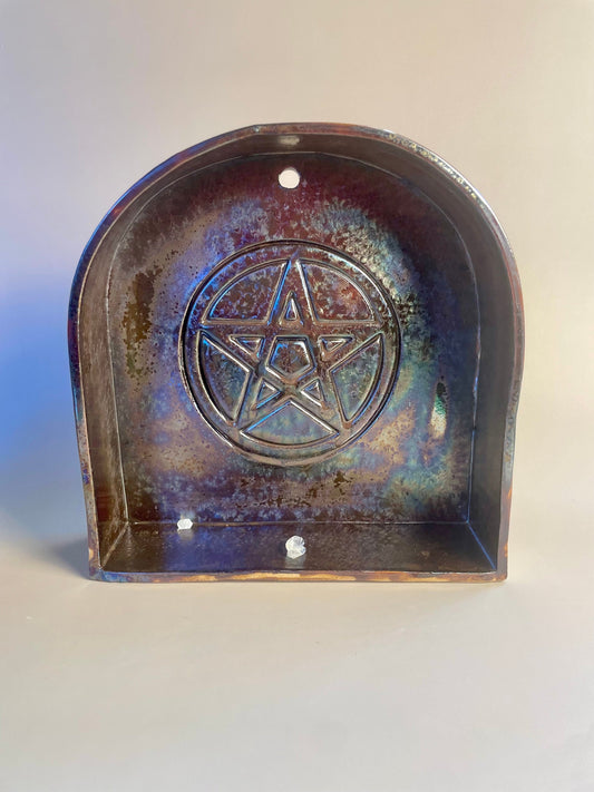 Handmade ceramic galaxy black pentagram shelf
