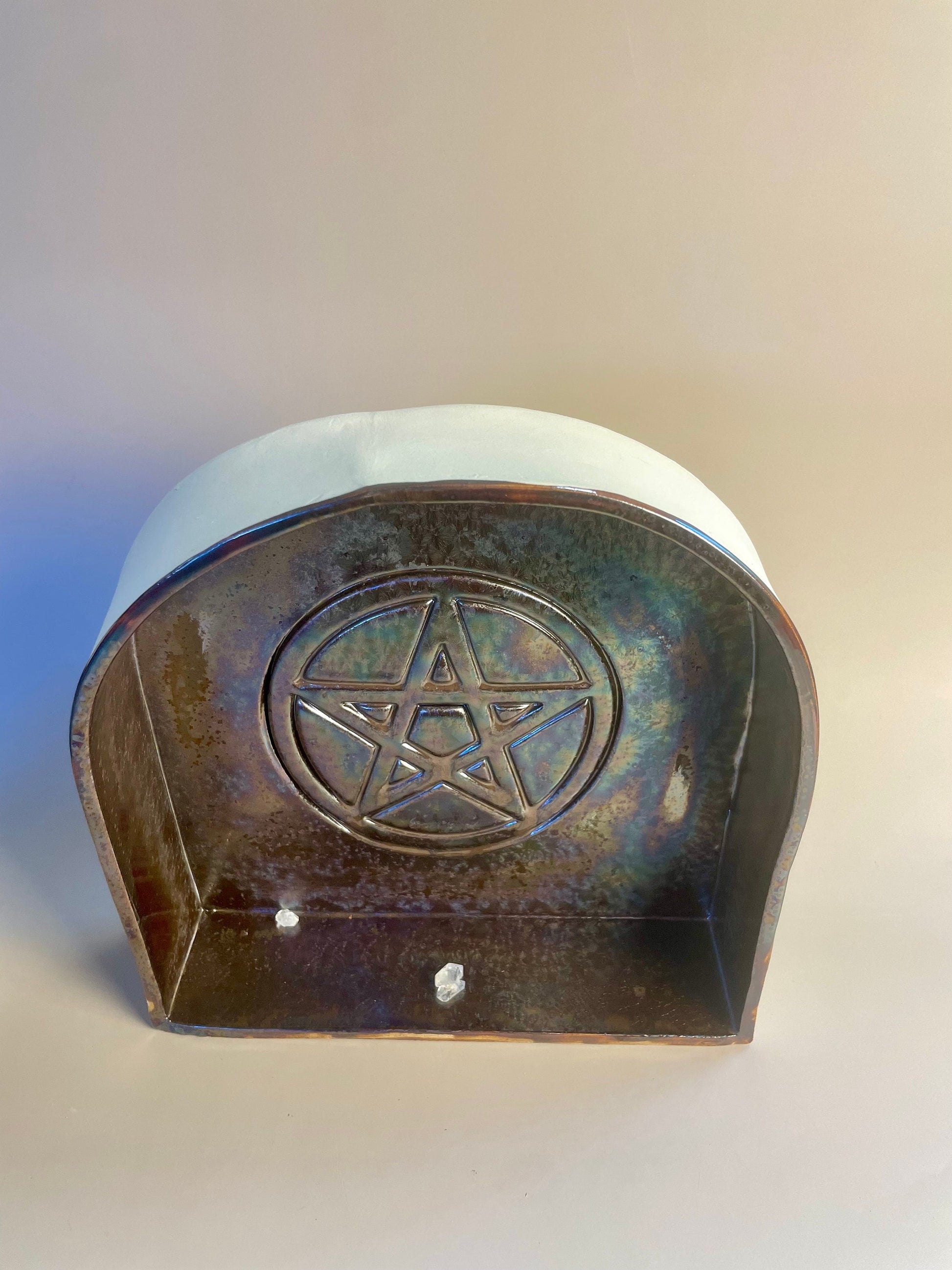 Handmade ceramic galaxy black pentagram shelf