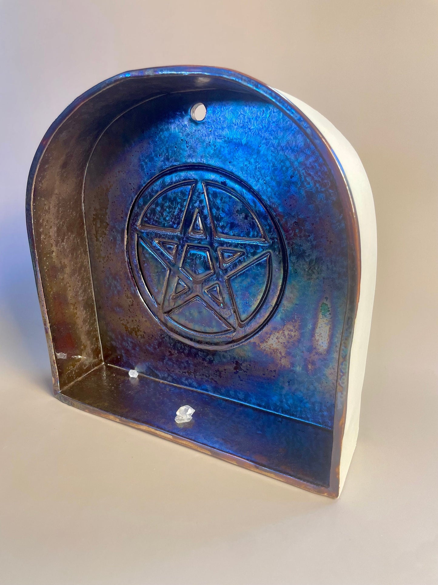 Handmade ceramic galaxy black pentagram shelf