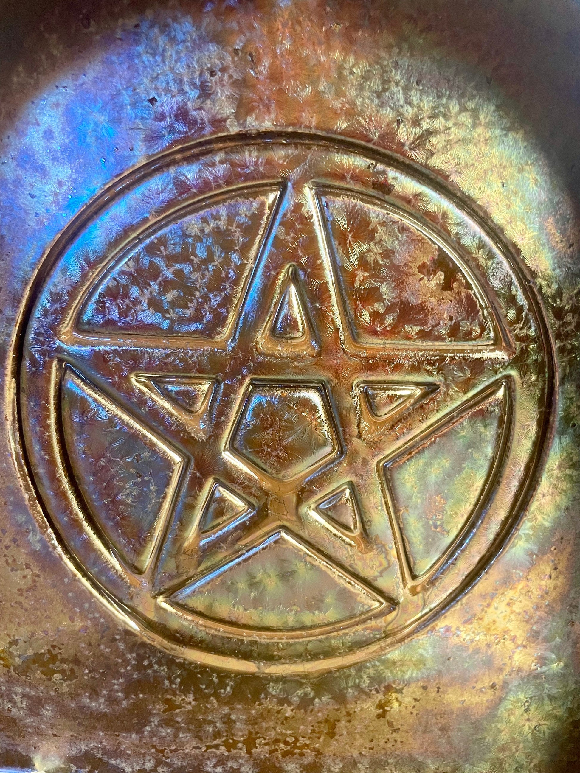 Handmade ceramic galaxy black pentagram shelf