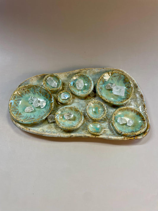 Sacred Geometry Small Ceramic Crystal Charging Dish