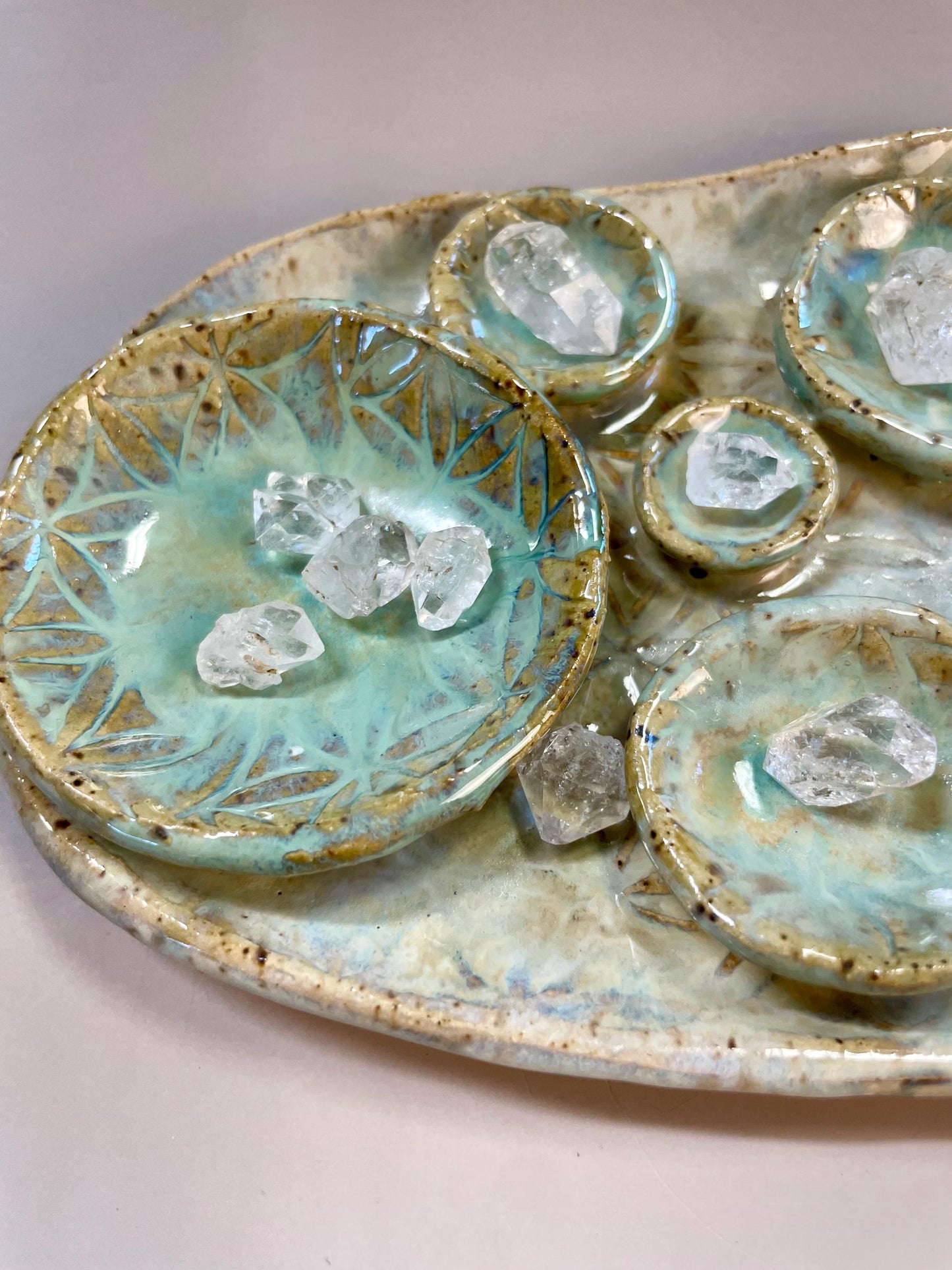 Sacred Geometry Small Ceramic Crystal Charging Dish