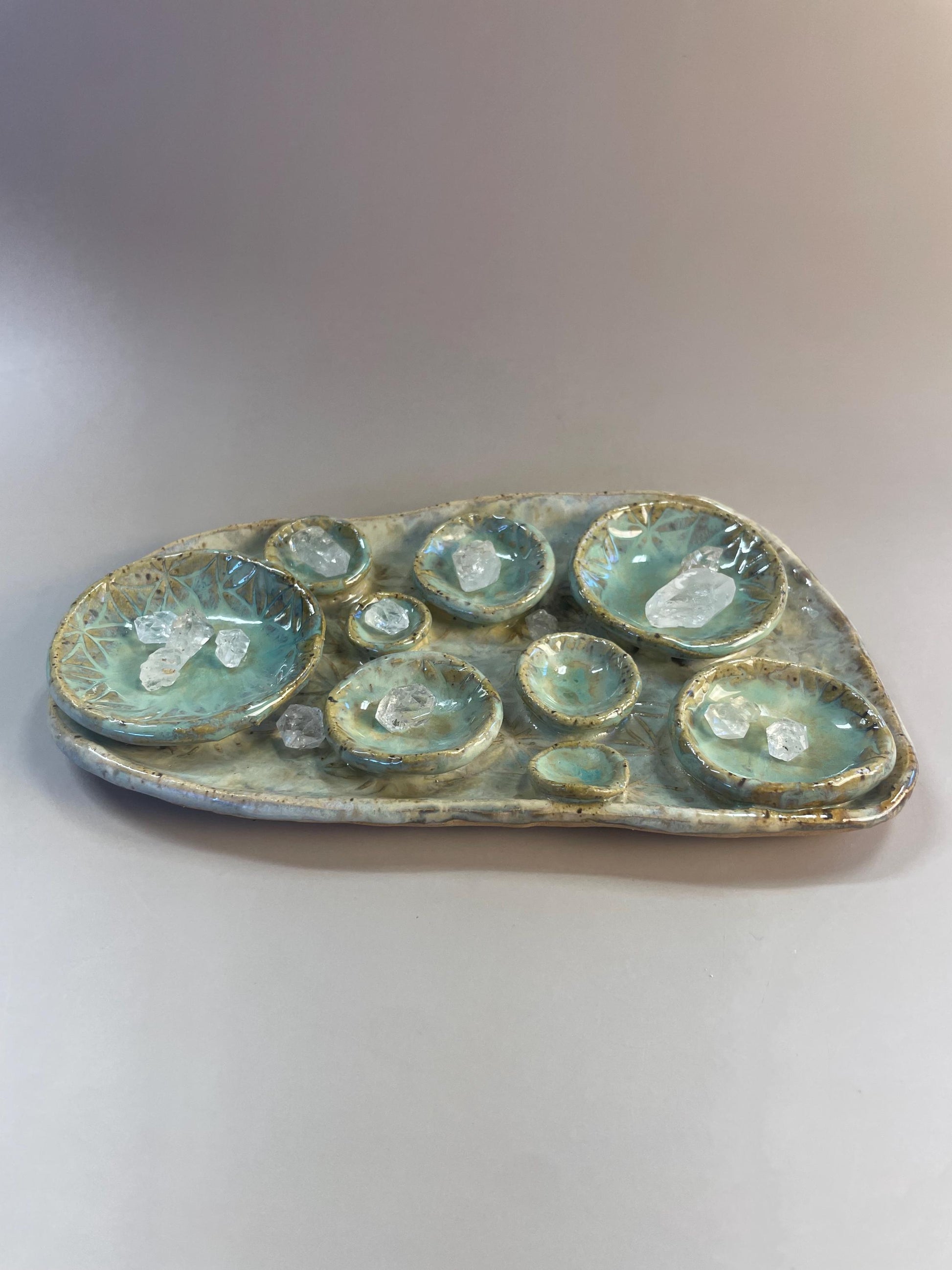 Sacred Geometry Small Ceramic Crystal Charging Dish