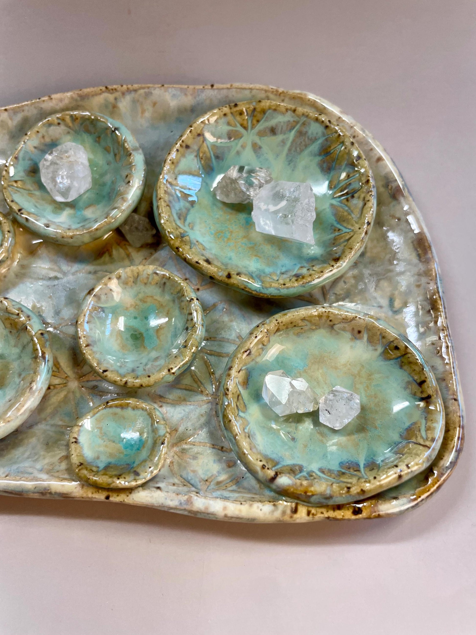 Sacred Geometry Small Ceramic Crystal Charging Dish