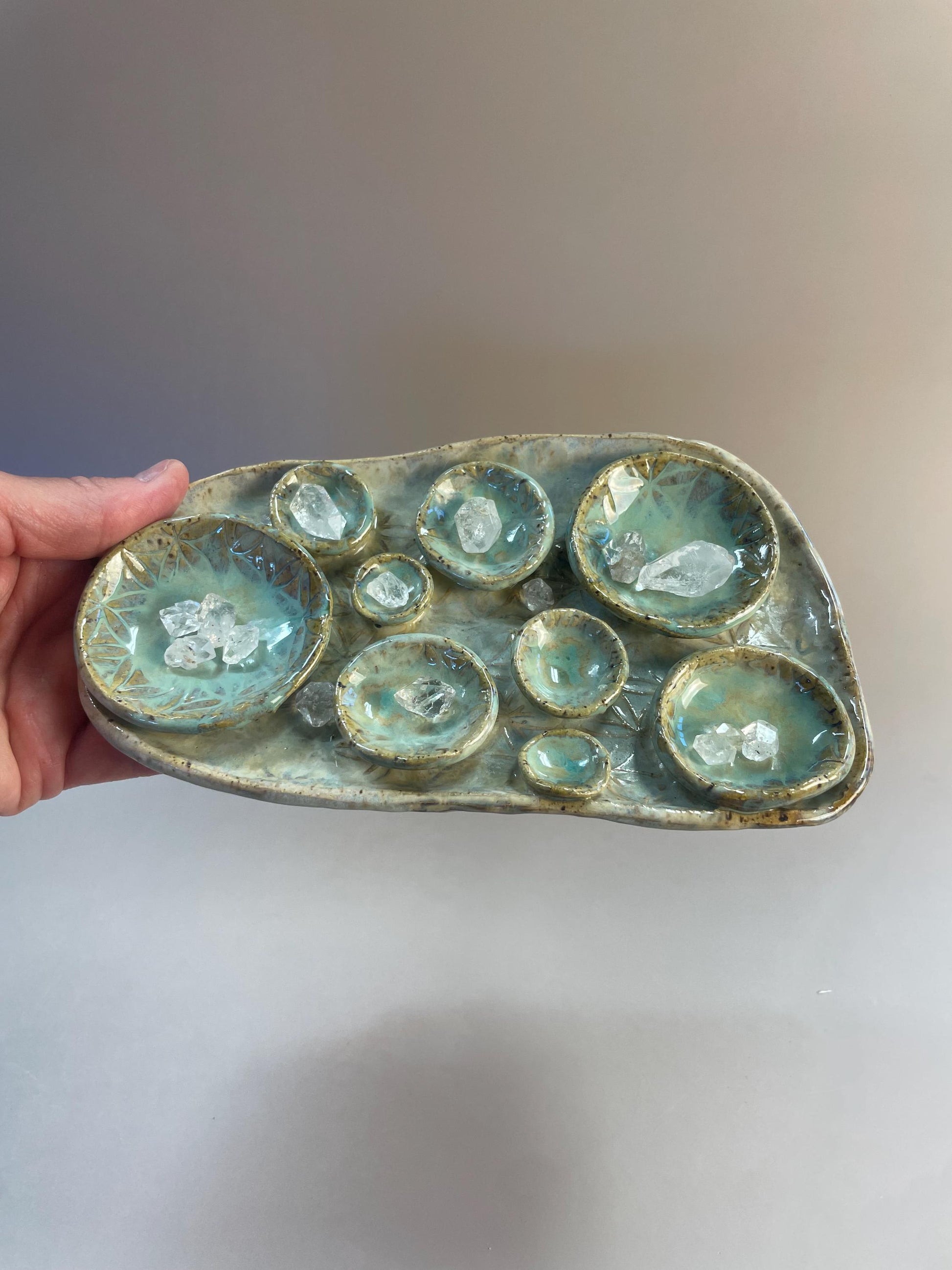 Sacred Geometry Small Ceramic Crystal Charging Dish