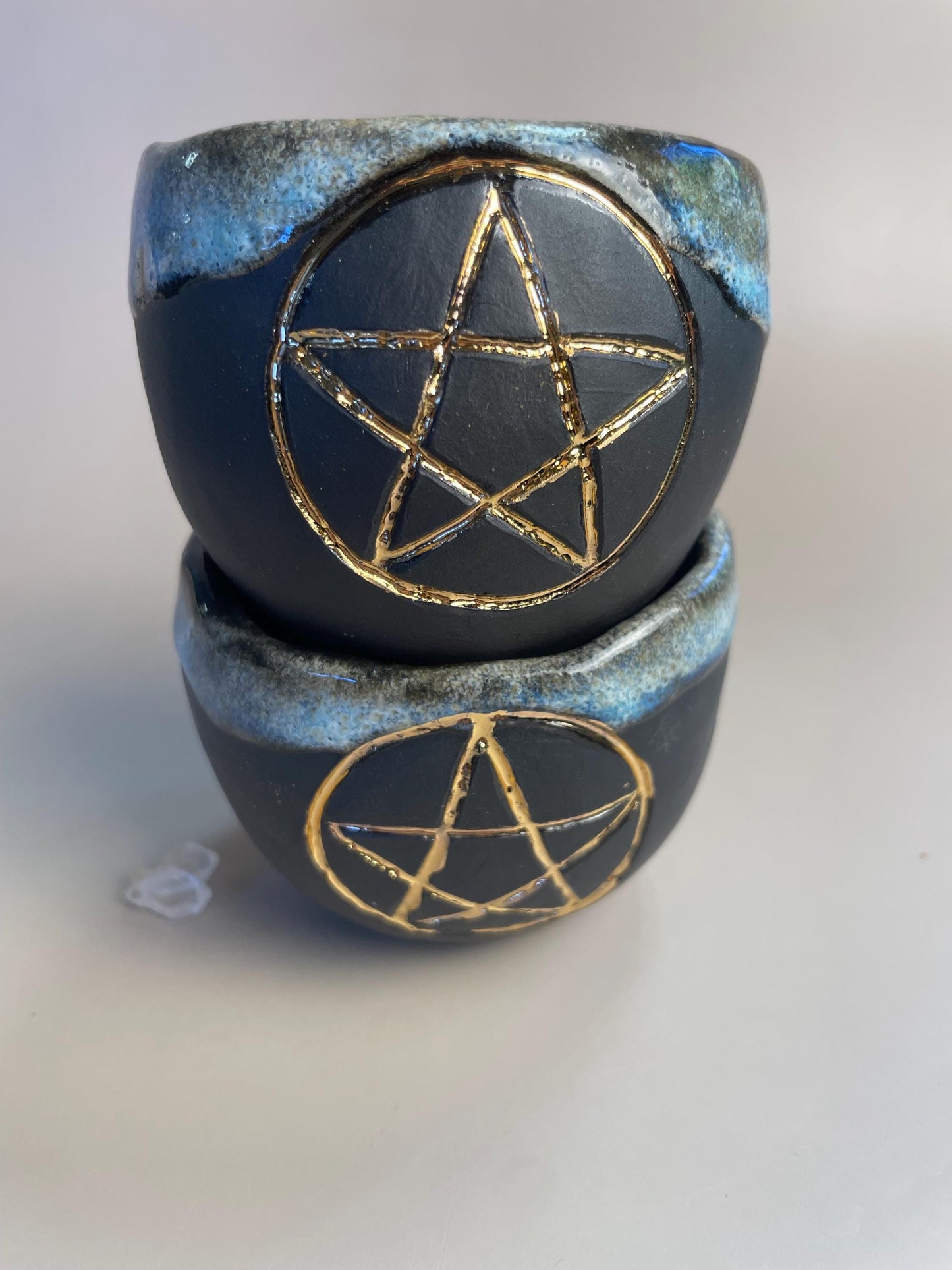 Handmade Gold Pentacle Ceramic Cups