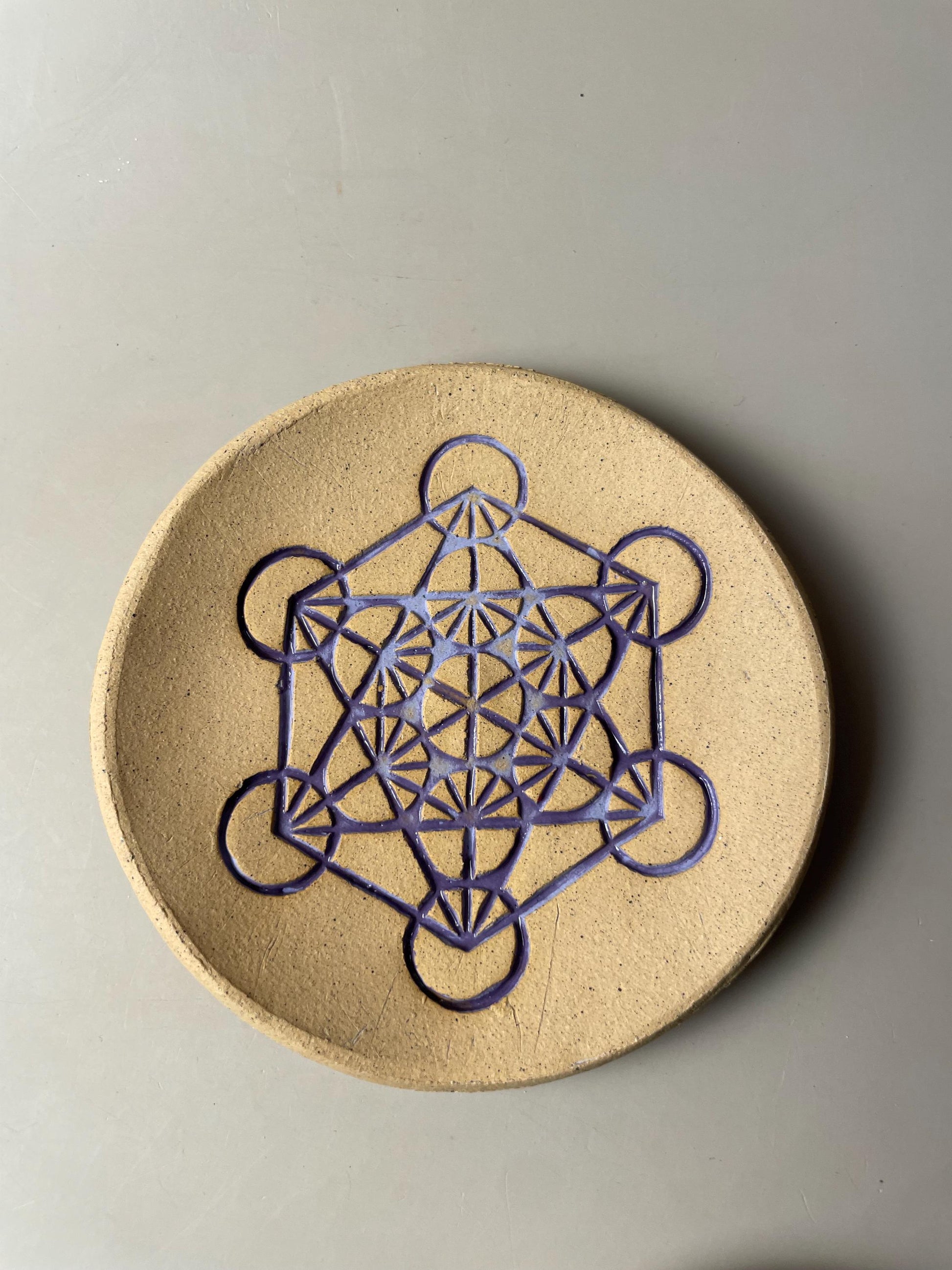 Handmade ceramic purple metatron trinket dishes