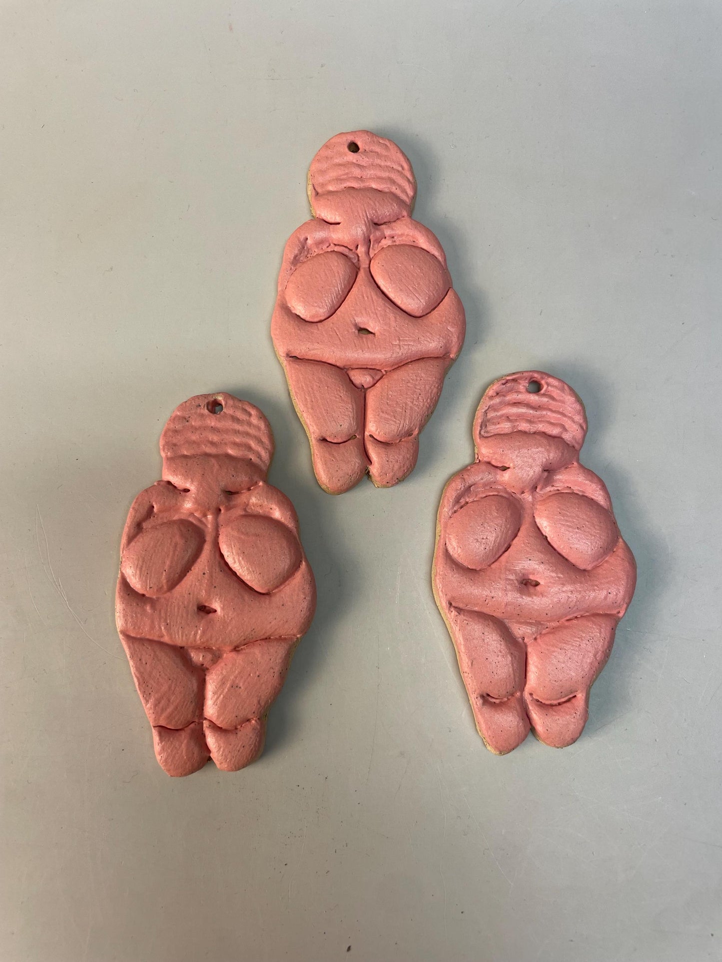 Pinkish Red Venus of Willendorf handmade ceramic ornaments