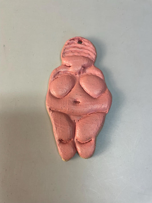Pinkish Red Venus of Willendorf handmade ceramic ornaments