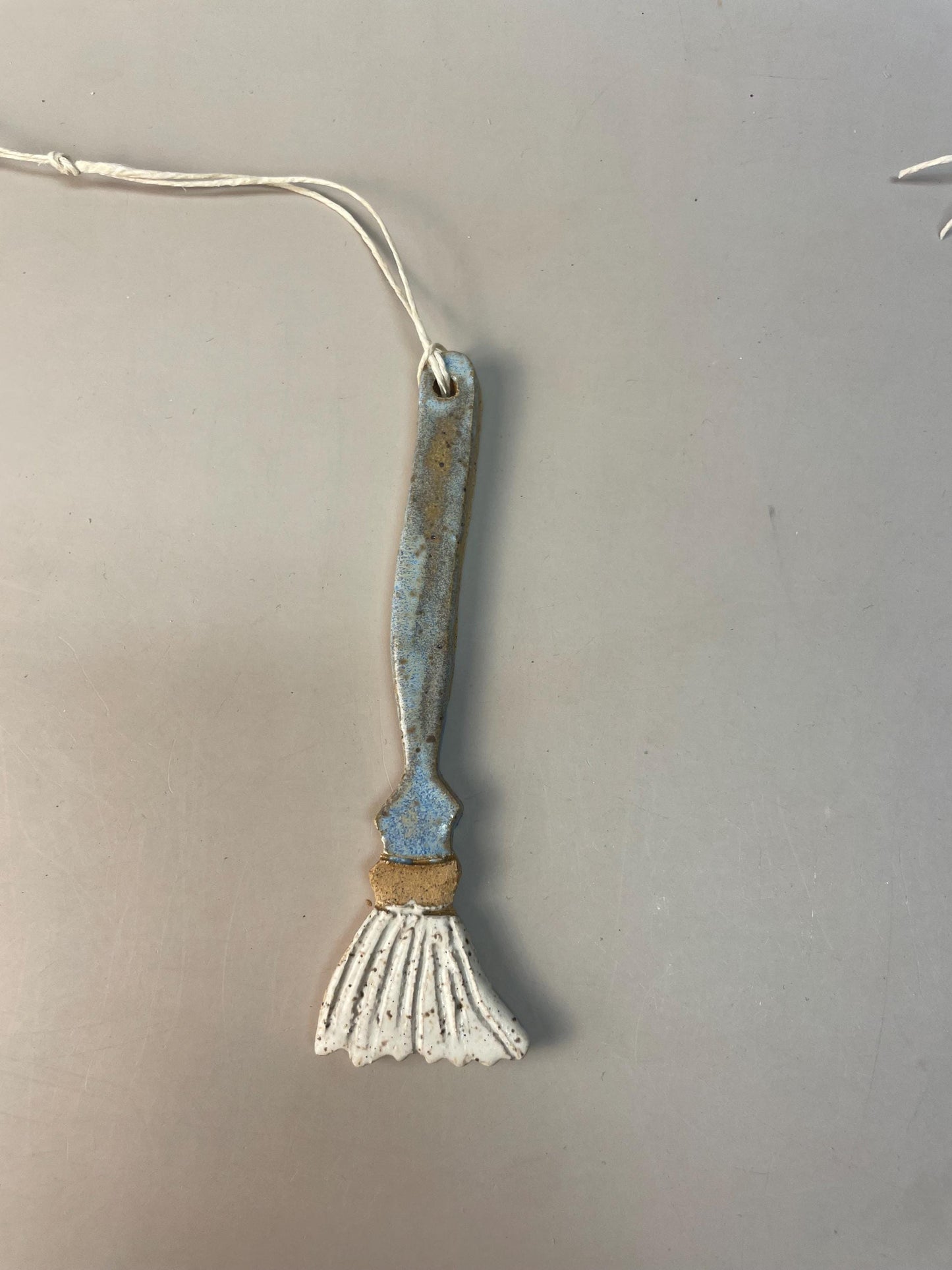 Handmade ceramic Broom ornament