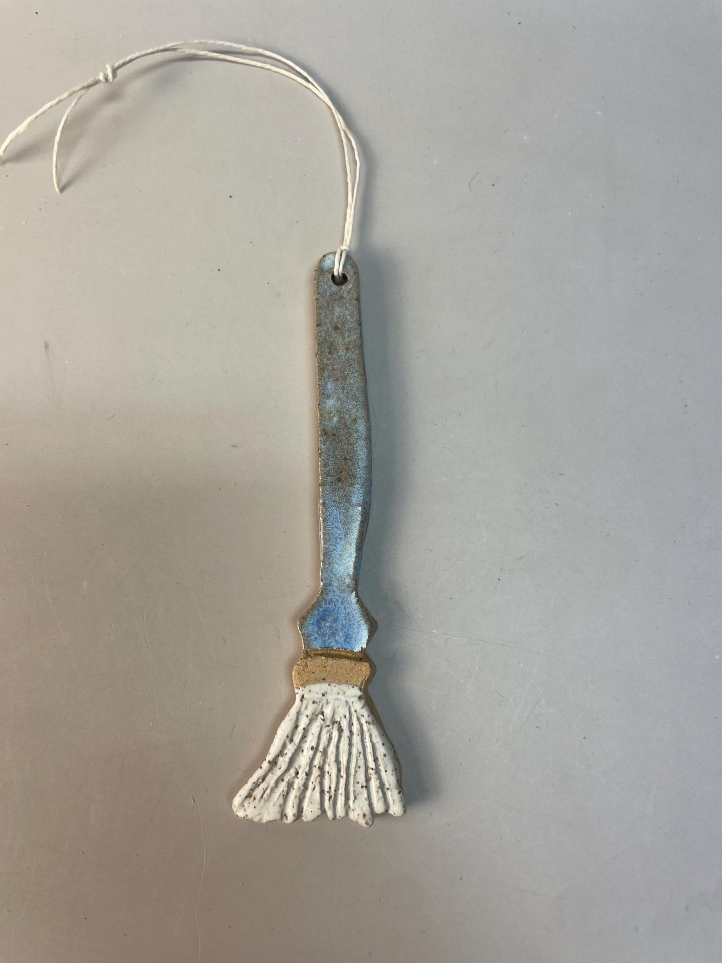 Handmade ceramic Broom ornament