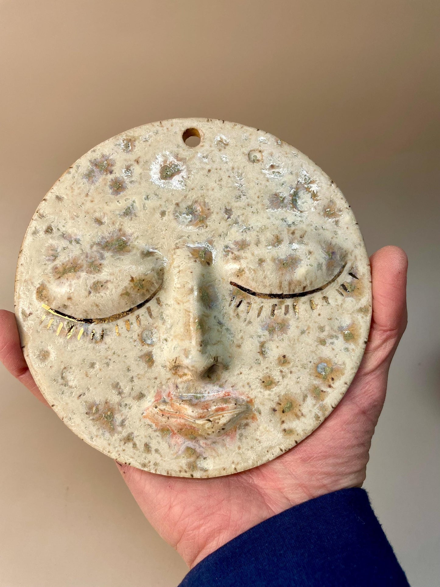 Handmade ceramic Moon hanging