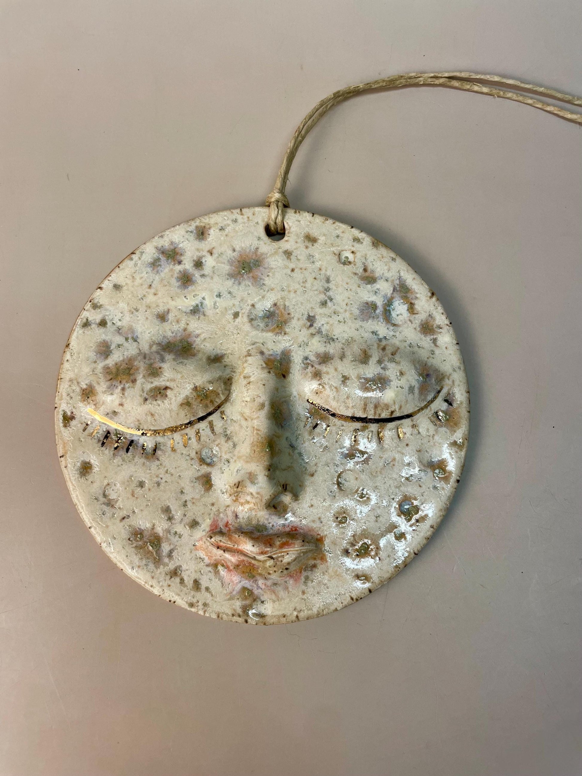 Handmade ceramic Moon hanging