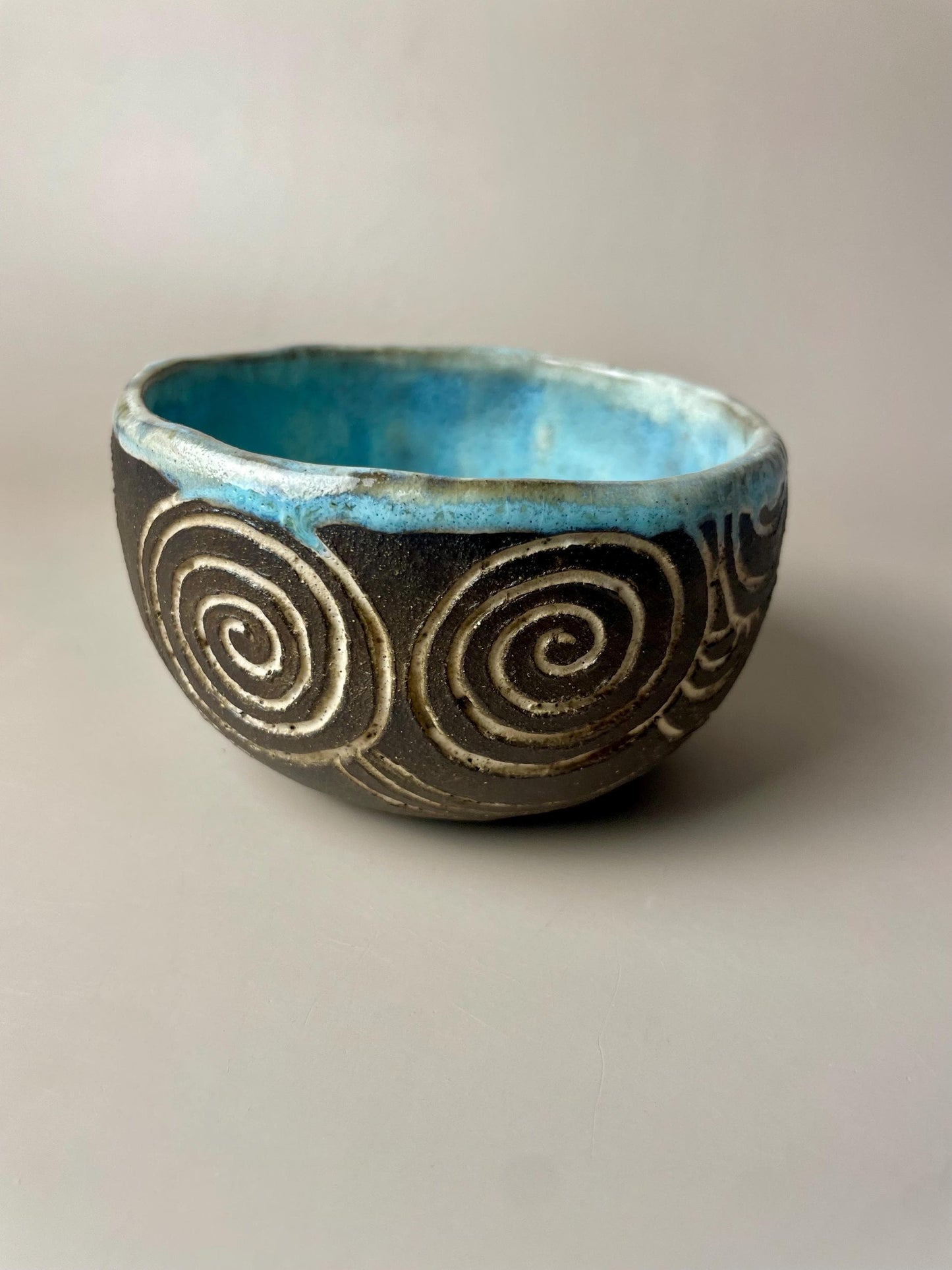 Handmade ceramic Newgrange inspired carved ritual bowls