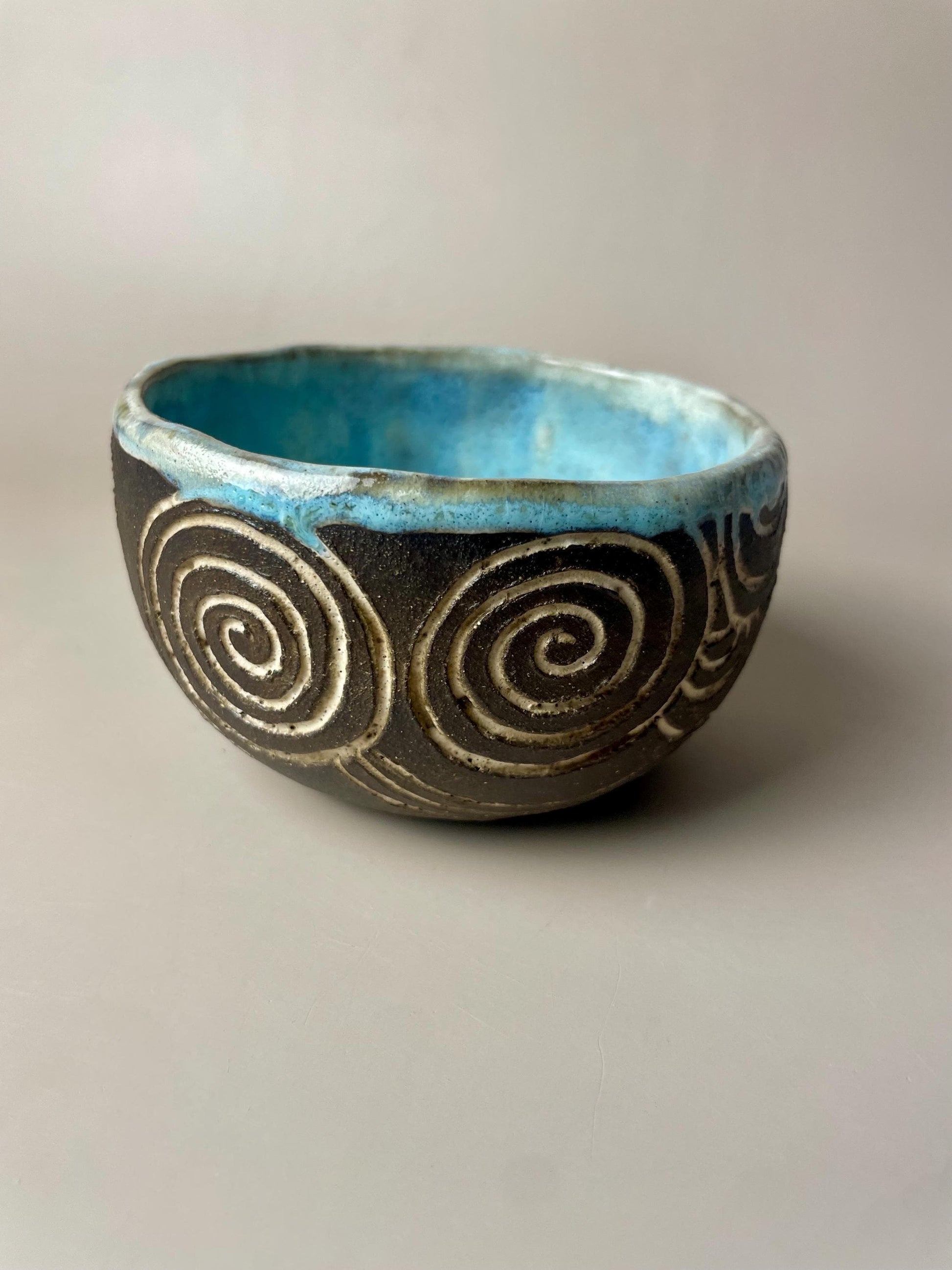 Handmade ceramic Newgrange inspired carved ritual bowls
