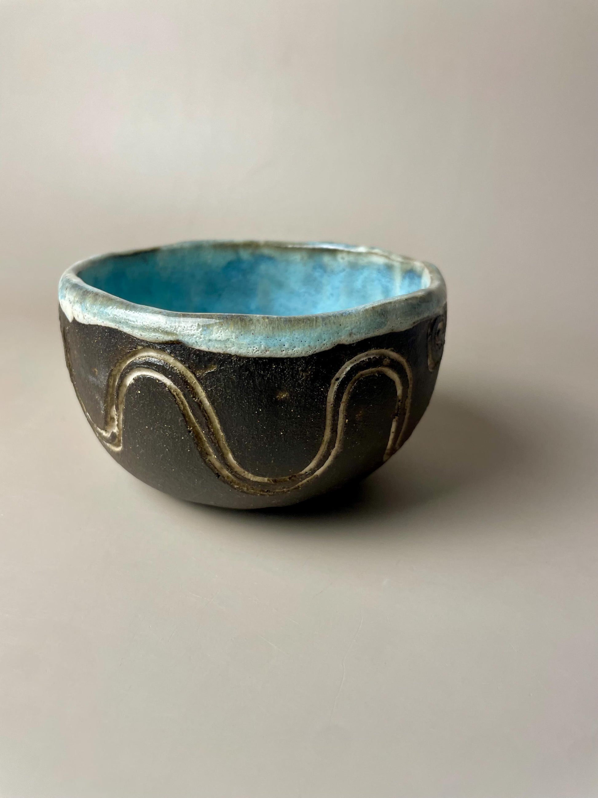 Handmade ceramic Newgrange inspired carved ritual bowls