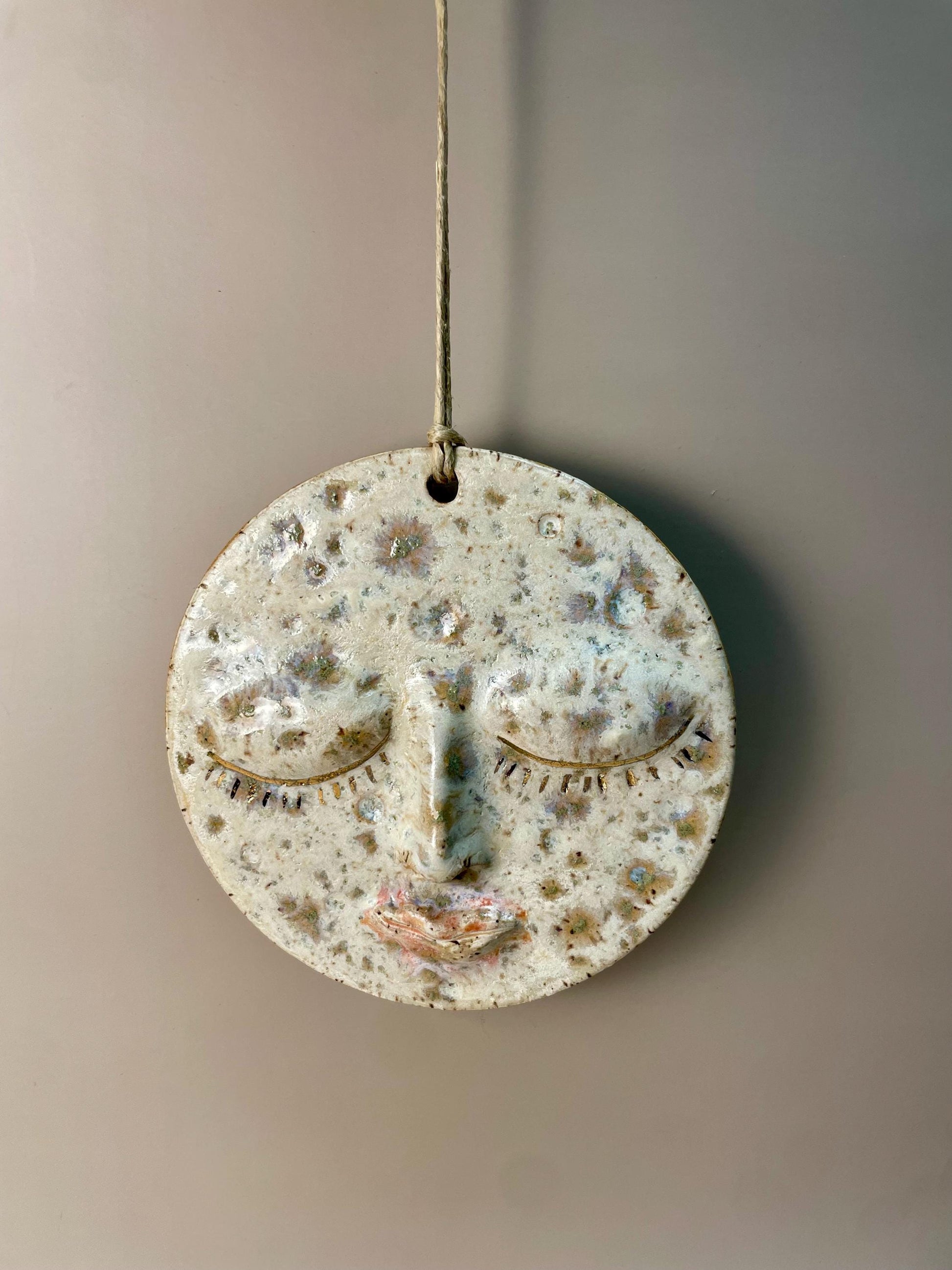 Handmade ceramic Moon hanging